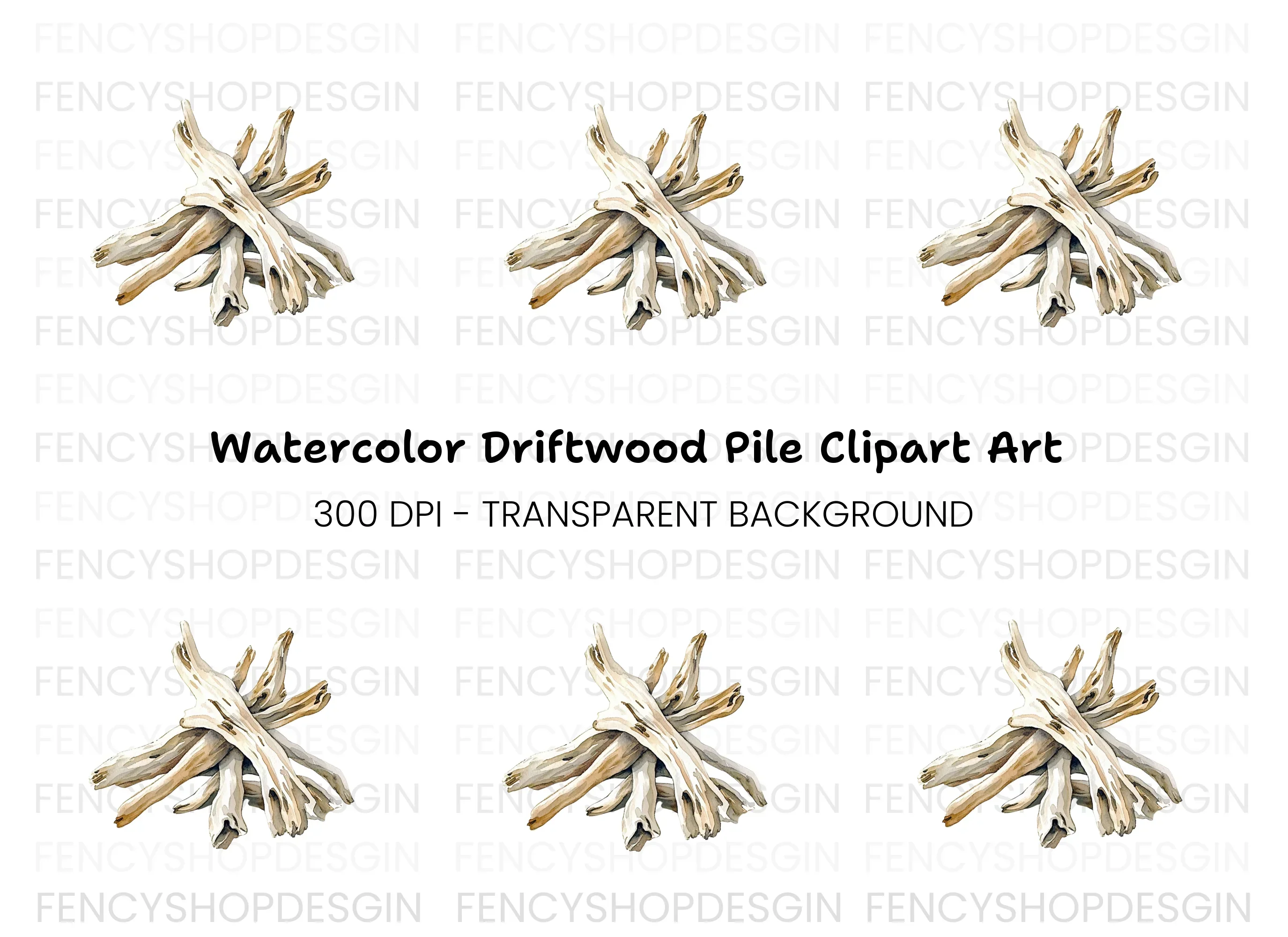 Driftwood Stack Clipart Bundle