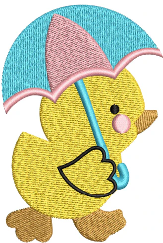 Duck With Umbrella Embroidery Design