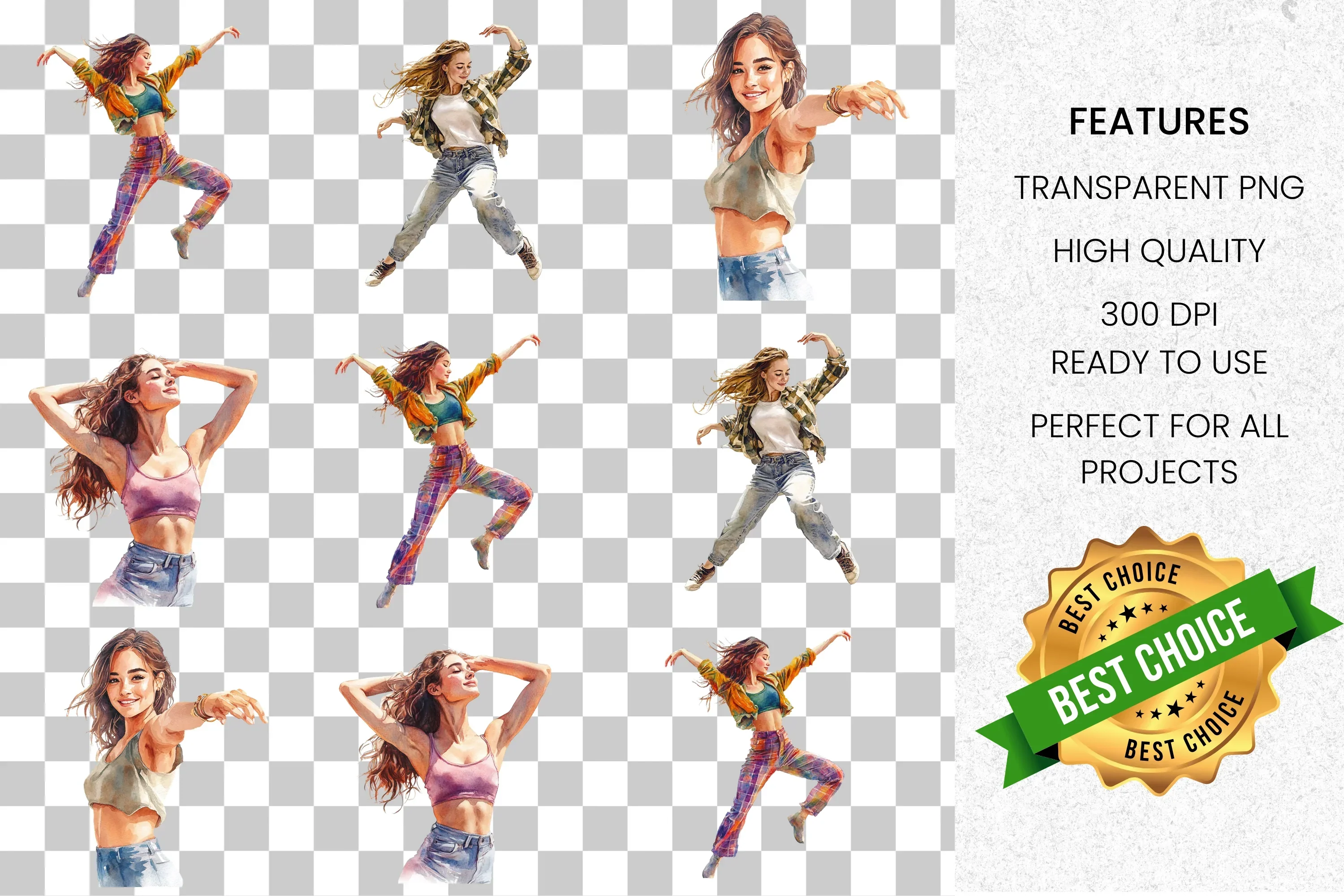 Dynamic Dancing Women Clipart Bundle - Image 3