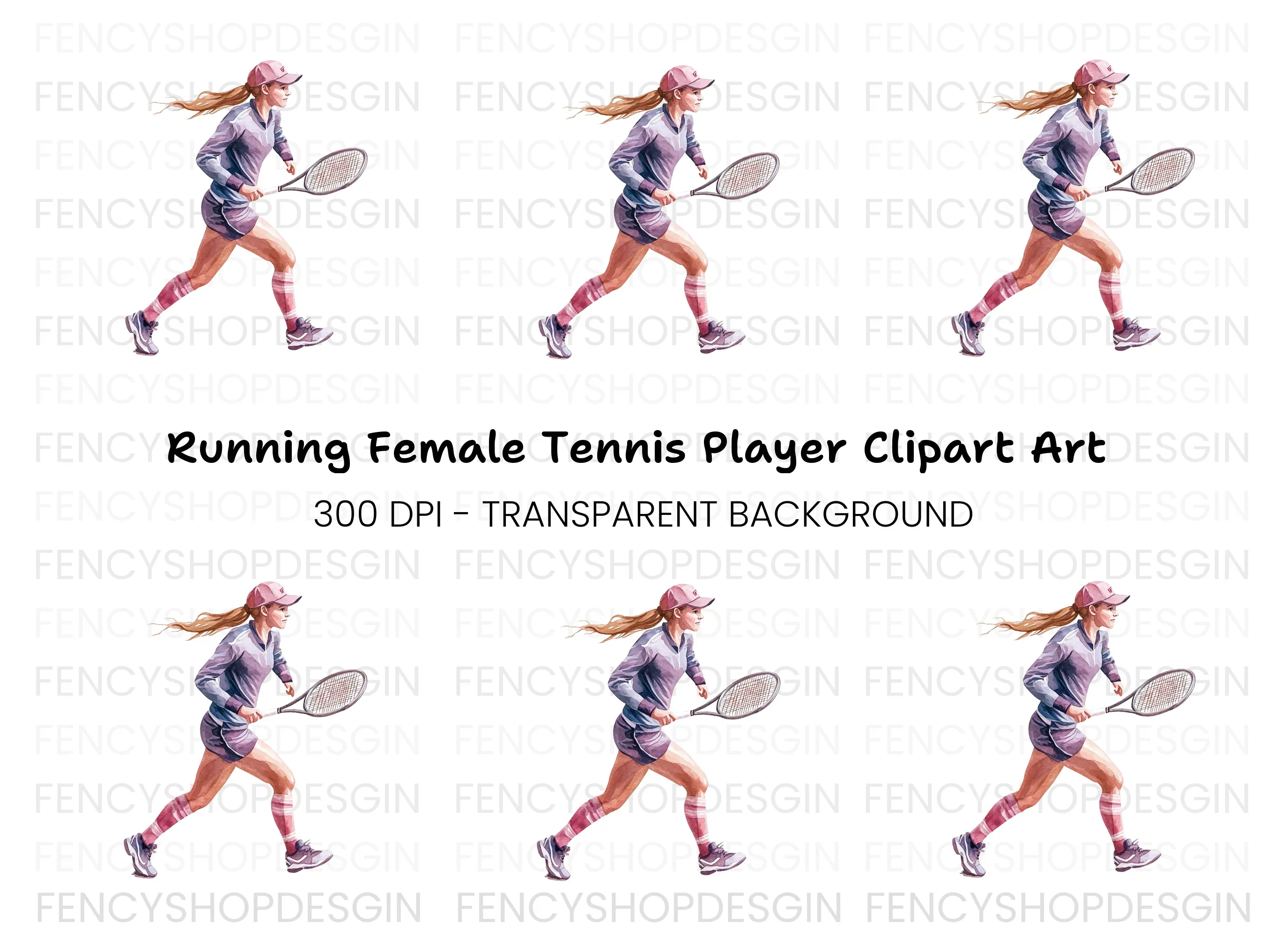 Dynamic Female Tennis Player Clipart Bundle