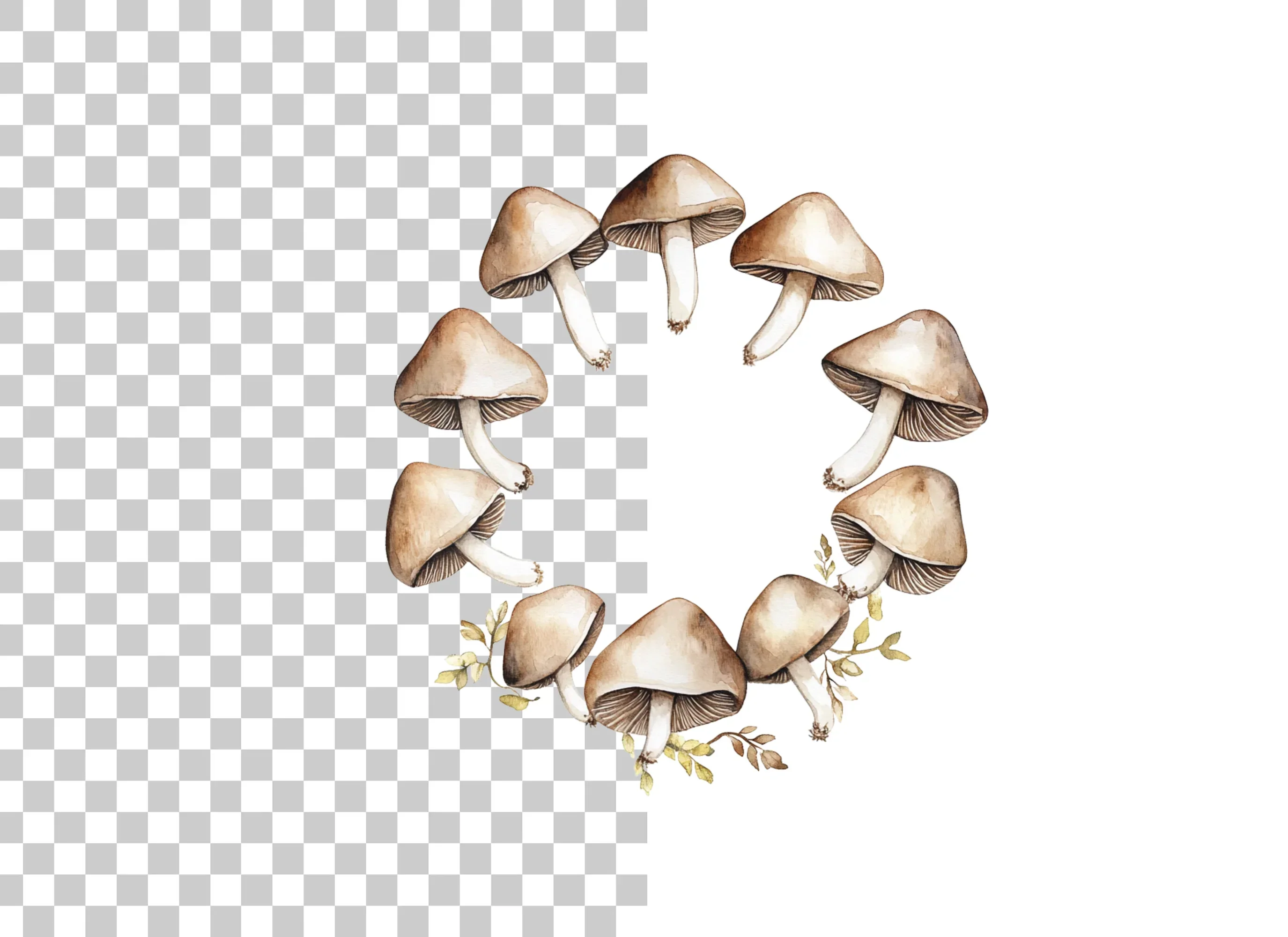 Earthy Mushroom Circle Clipart Bundle - Image 2