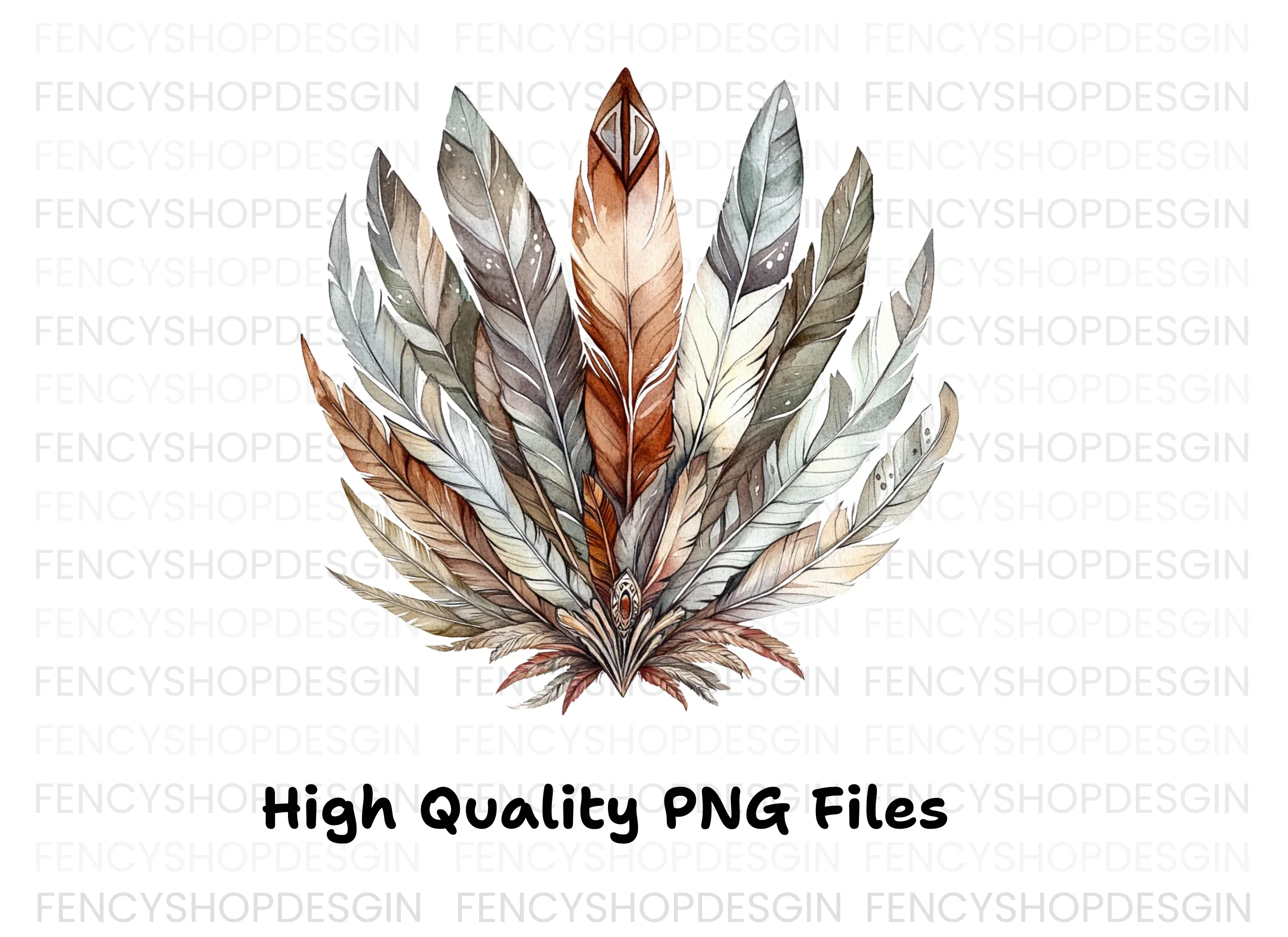 Earthy Toned Feather Headdress Clipart Bundle - Image 3