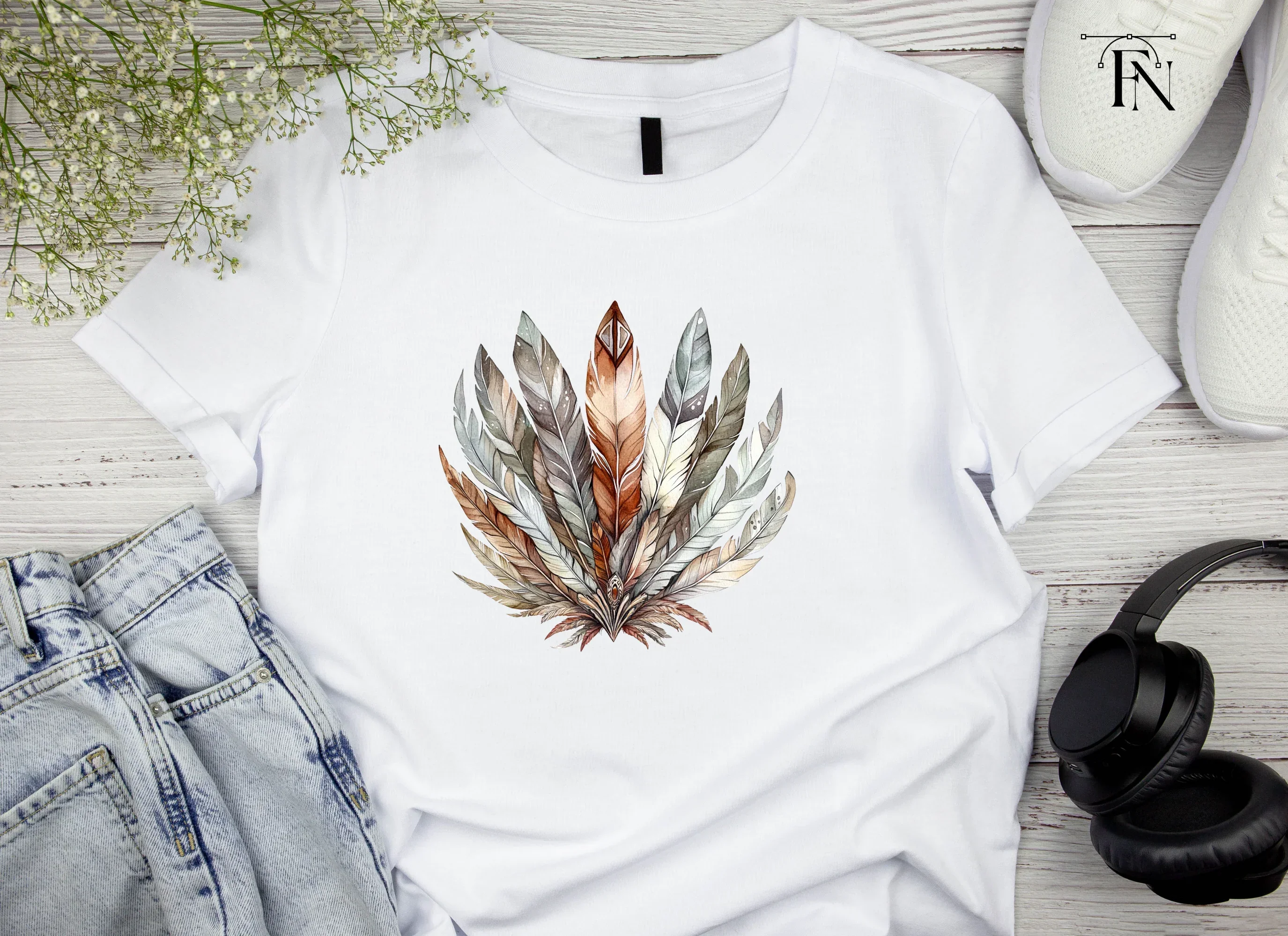 Earthy Toned Feather Headdress Clipart Bundle - Image 4