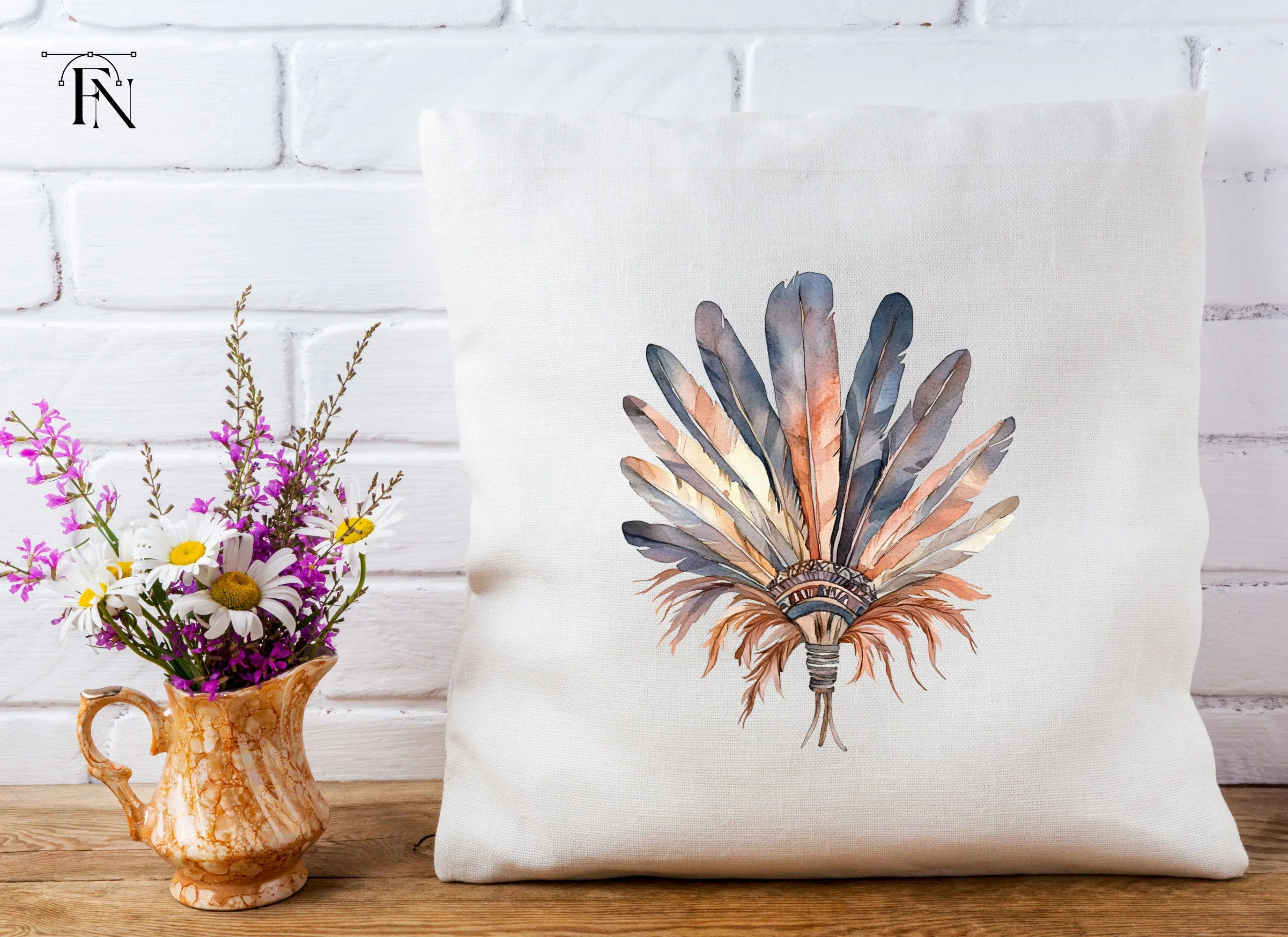 Earthy Toned Feather Headdress Clipart Bundle - Image 5