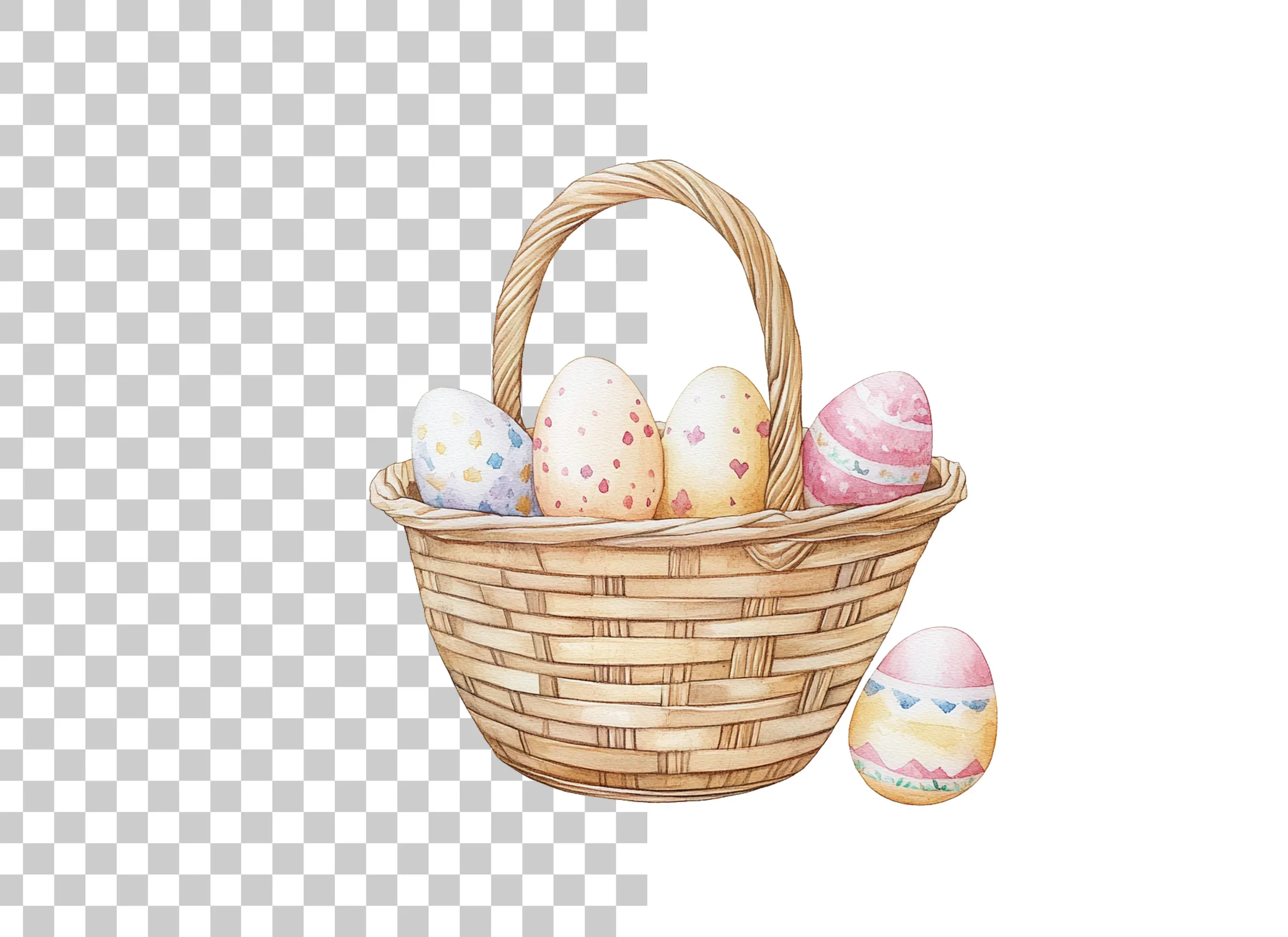 Easter Basket with Eggs Clipart Bundle - Image 2
