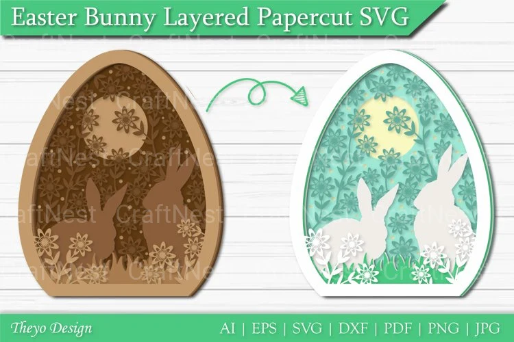 Easter Bunny Layered Papercut SVG Bundle - Image 3
