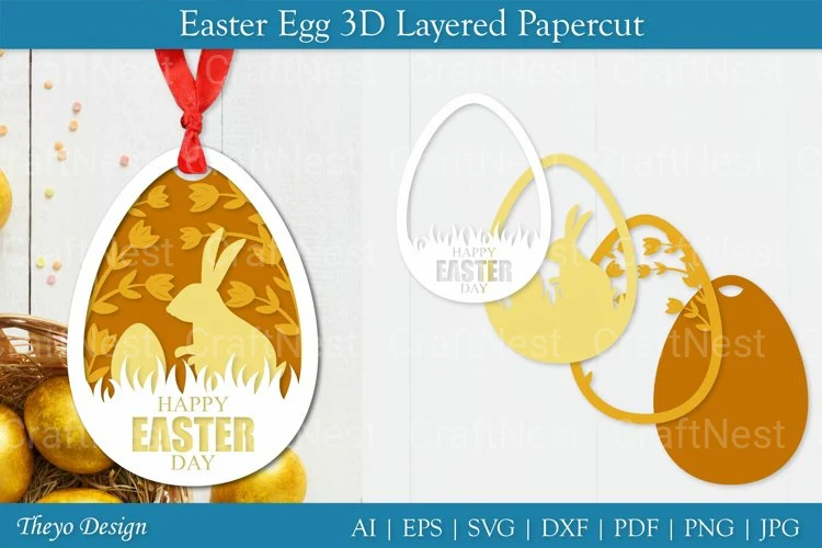 Easter Egg Layered Papercut SVG Bundle
