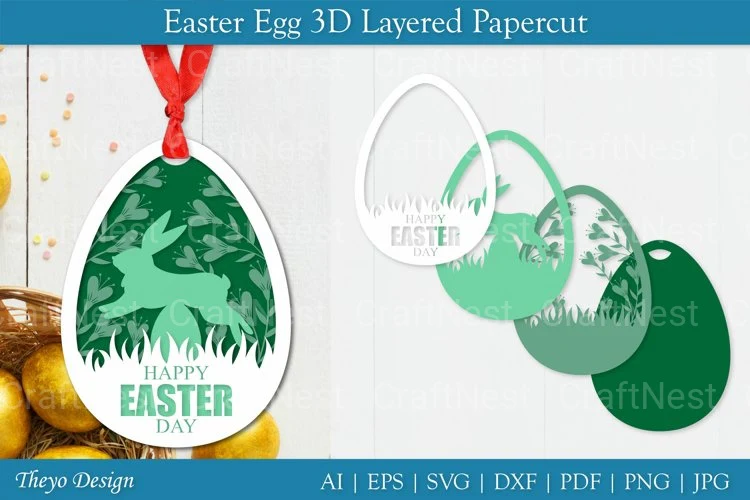 Easter Egg Layered Papercut SVG Bundle
