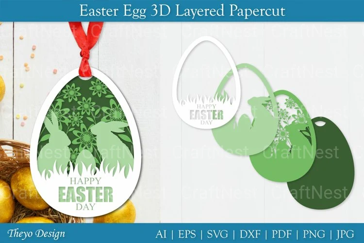 Easter Egg Layered Papercut SVG Bundle