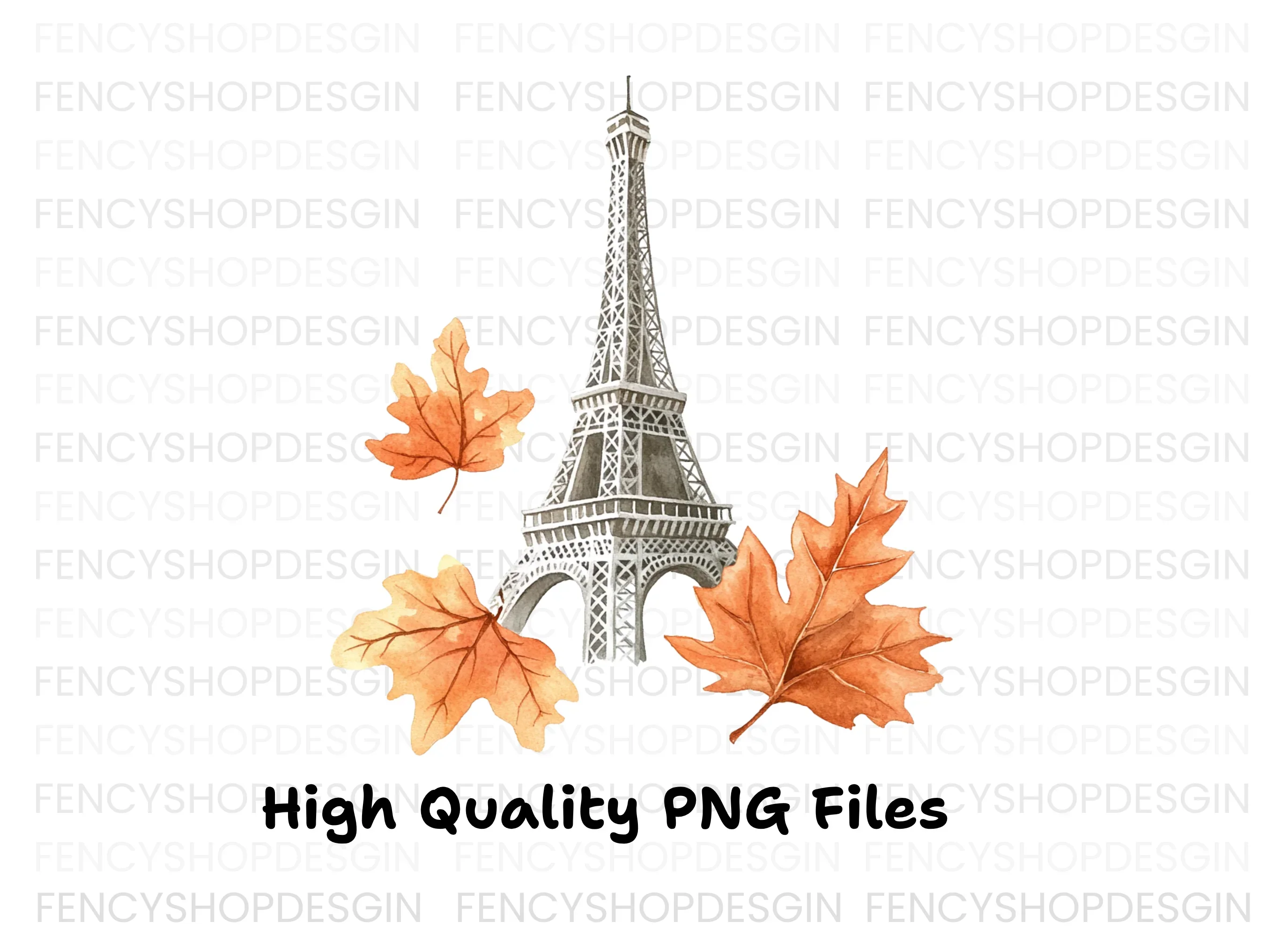Eiffel Tower Autumn Leaves Clipart Bundle - Image 2