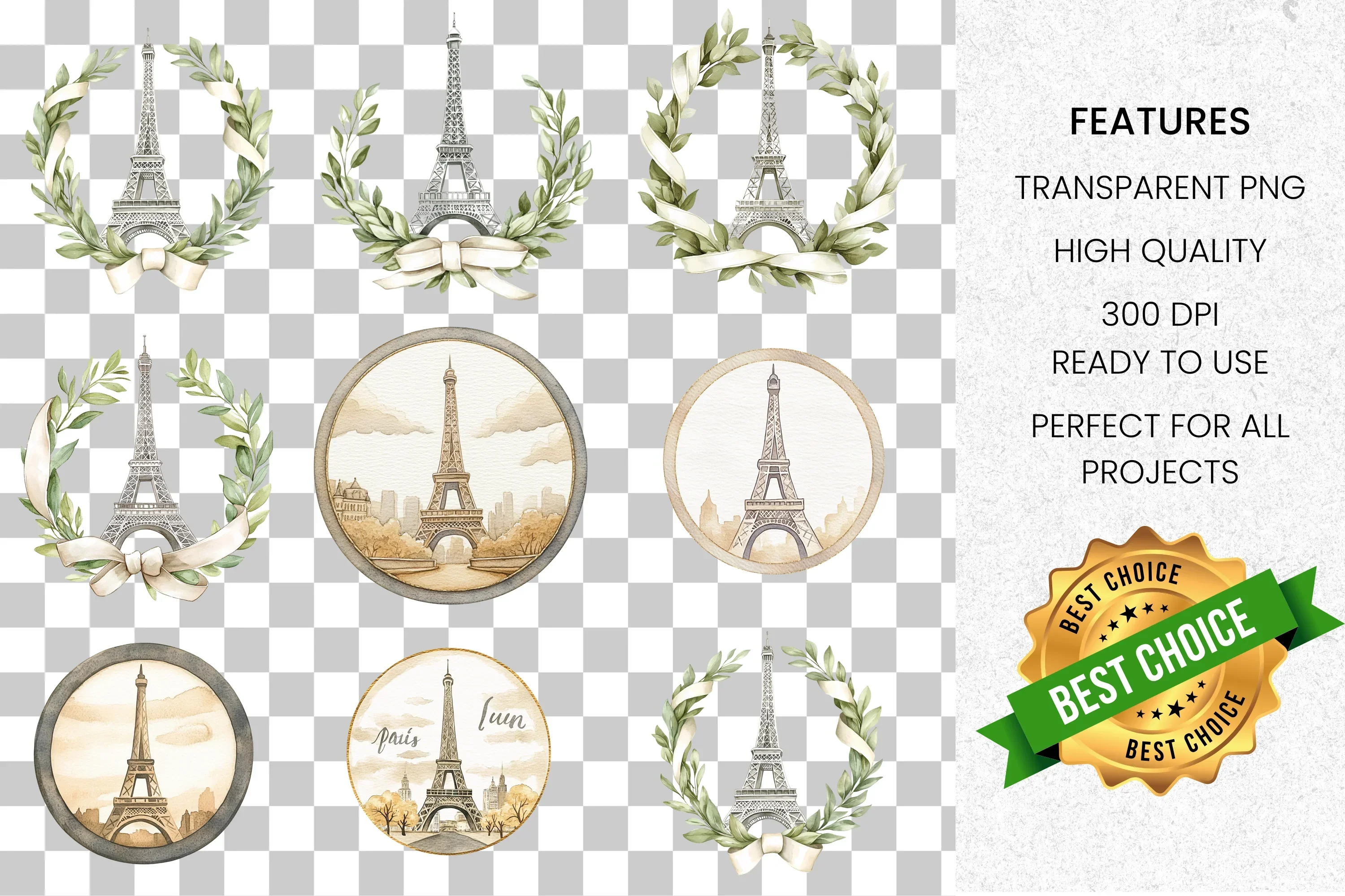Eiffel Tower Clipart Bundle - Image 8