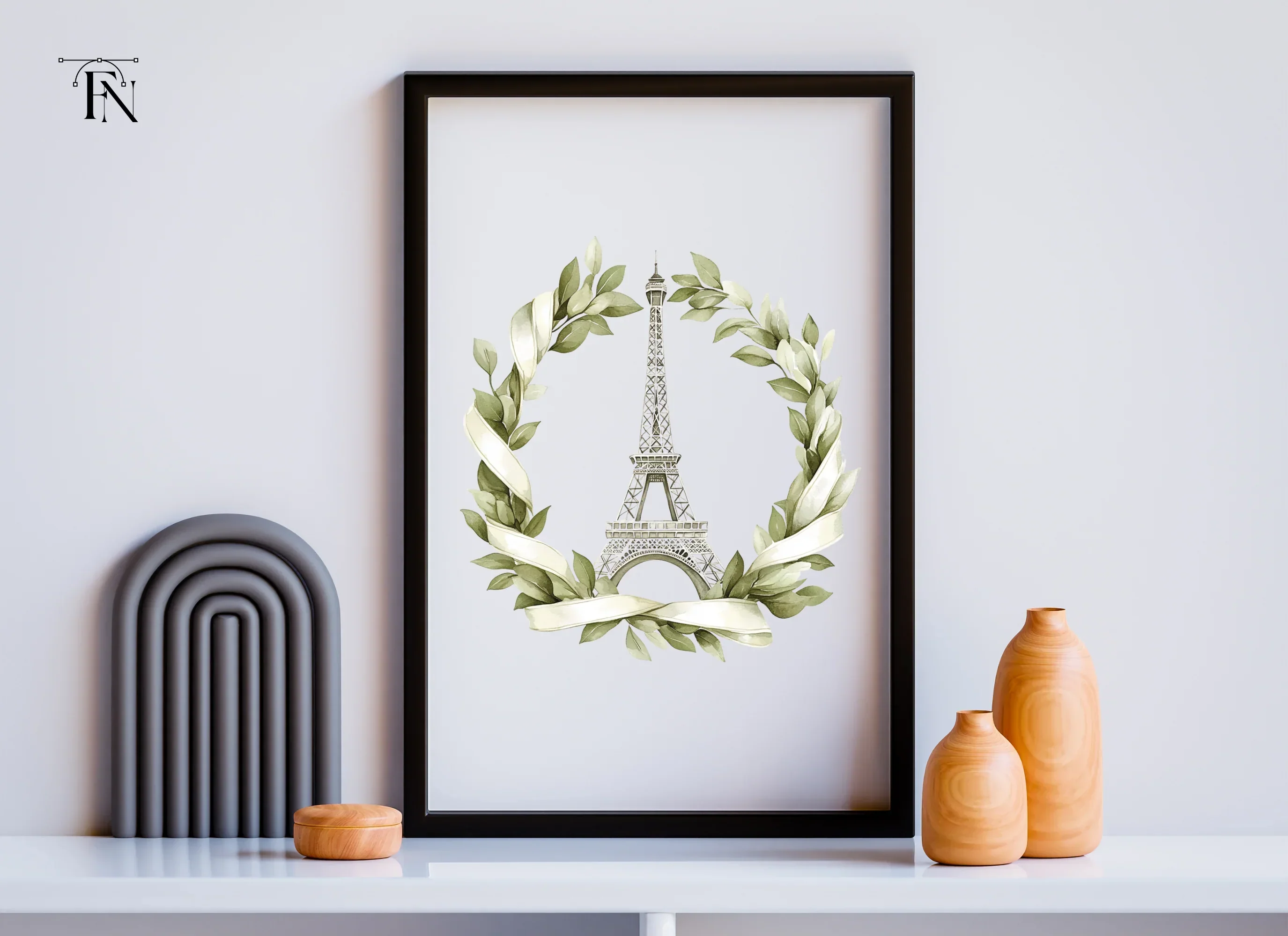 Eiffel Tower Wreath Clipart Bundle - Image 6