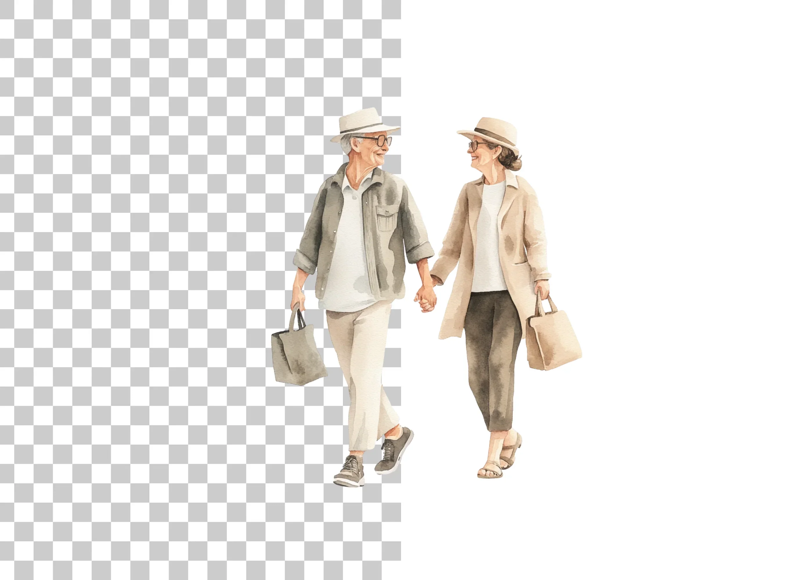 Elderly Couple Shopping Clipart Bundle - Image 2