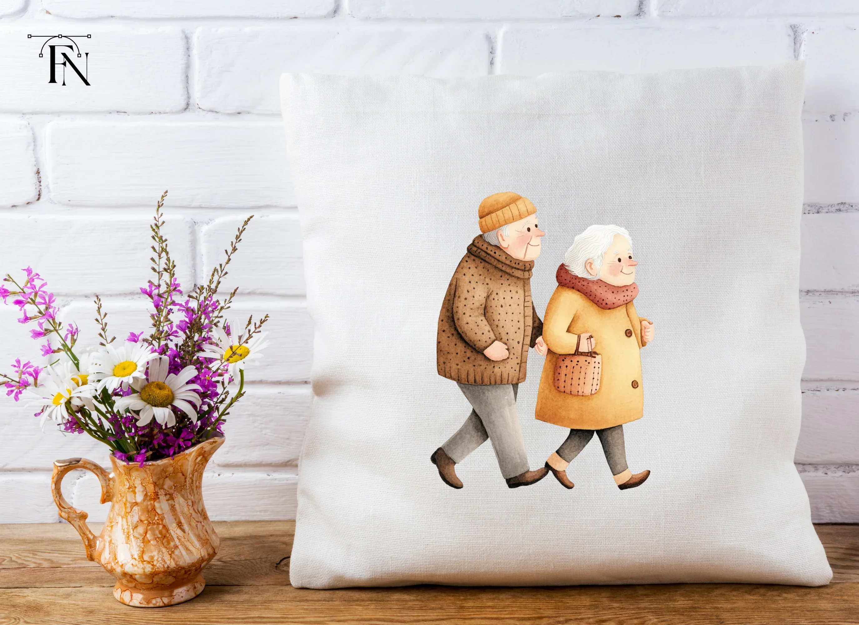 Elderly Couple Walking Clipart Bundle - Image 5