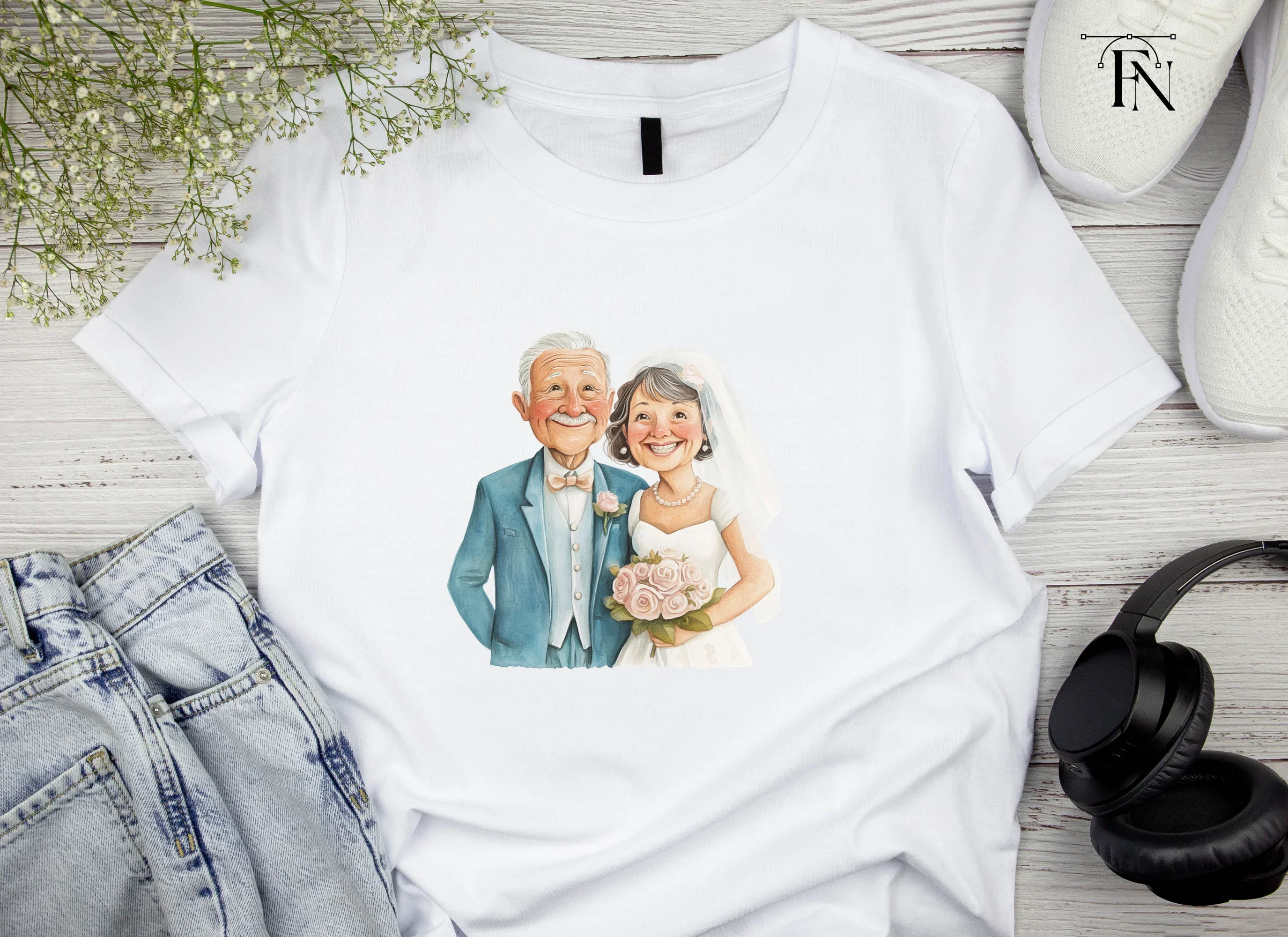 Elderly Couple Wedding Clipart Bundle - Image 4