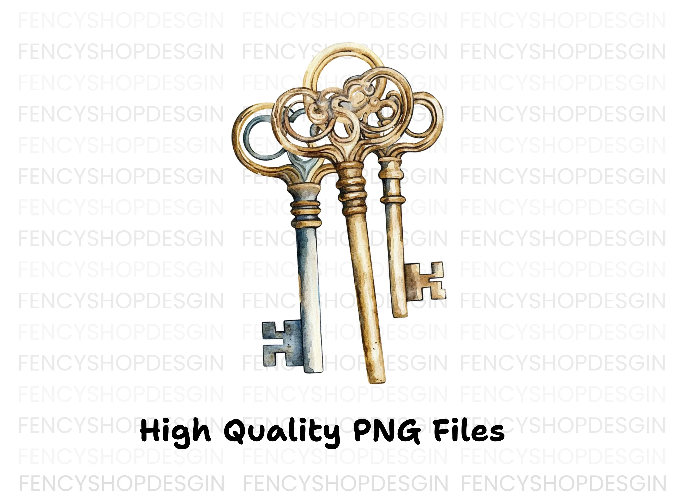 Elegant Antique Keys Clipart Bundle - Image 3