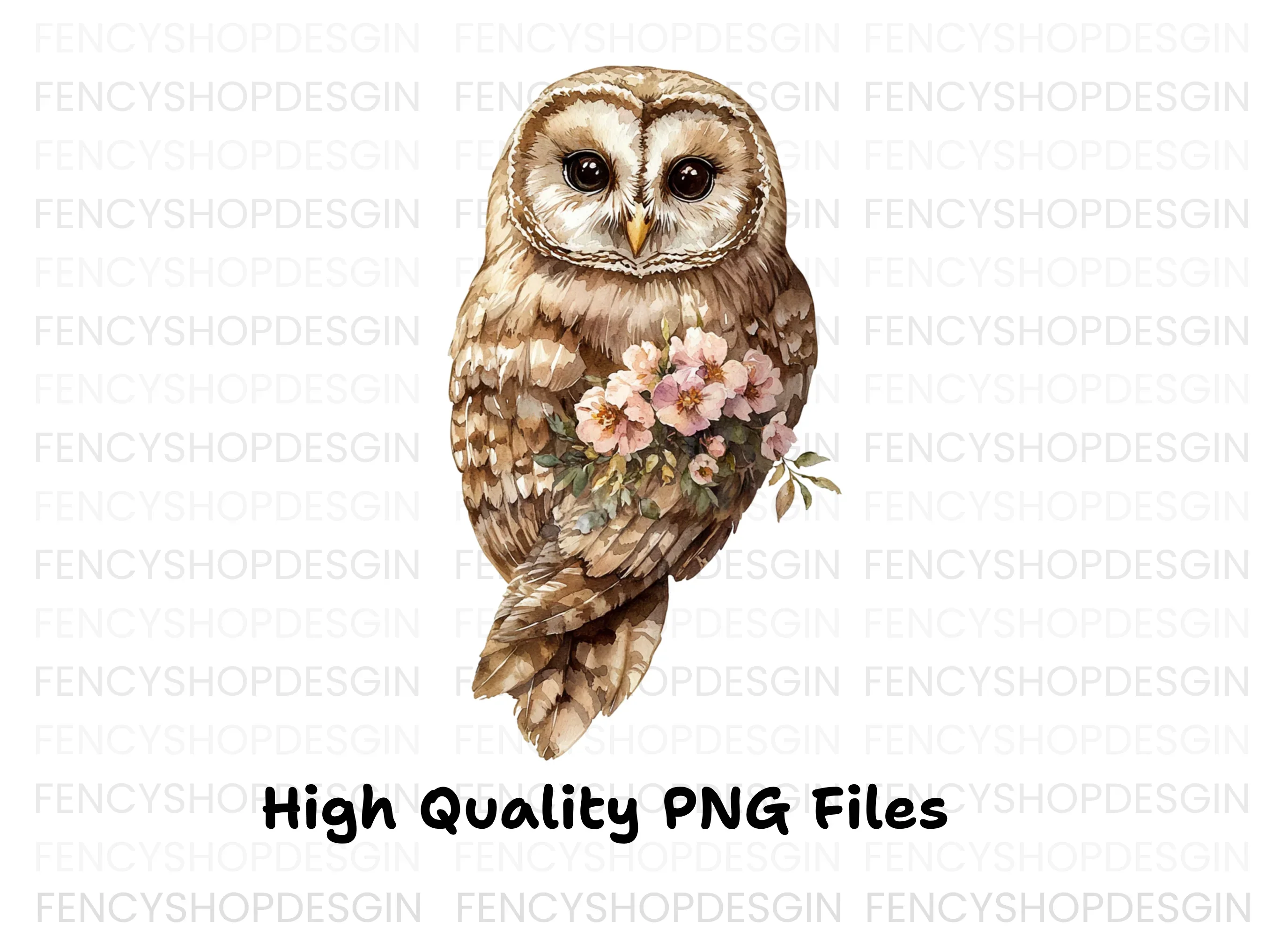Elegant Barn Owl with Flowers Clipart Bundle - Image 4