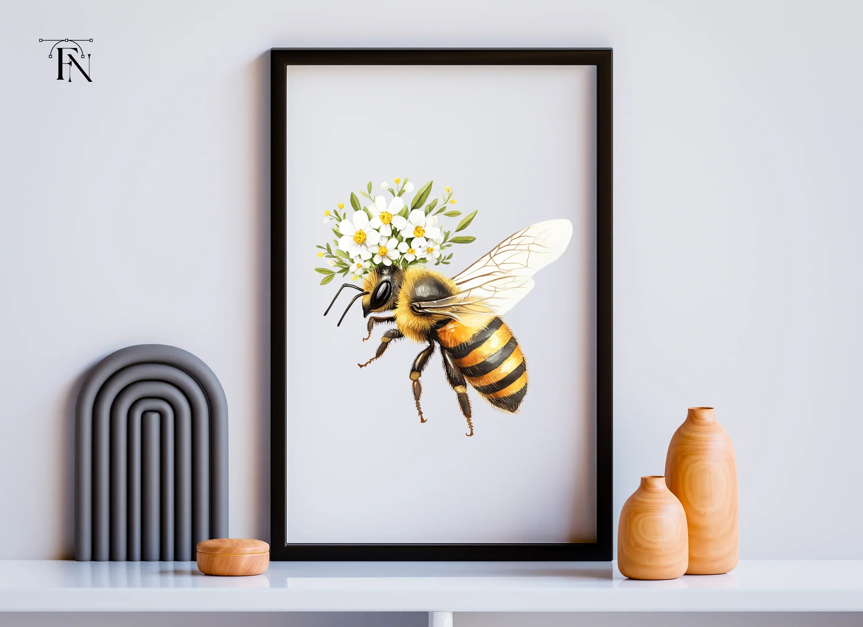 Elegant Bee with Floral Crown Clipart Bundle - Image 4