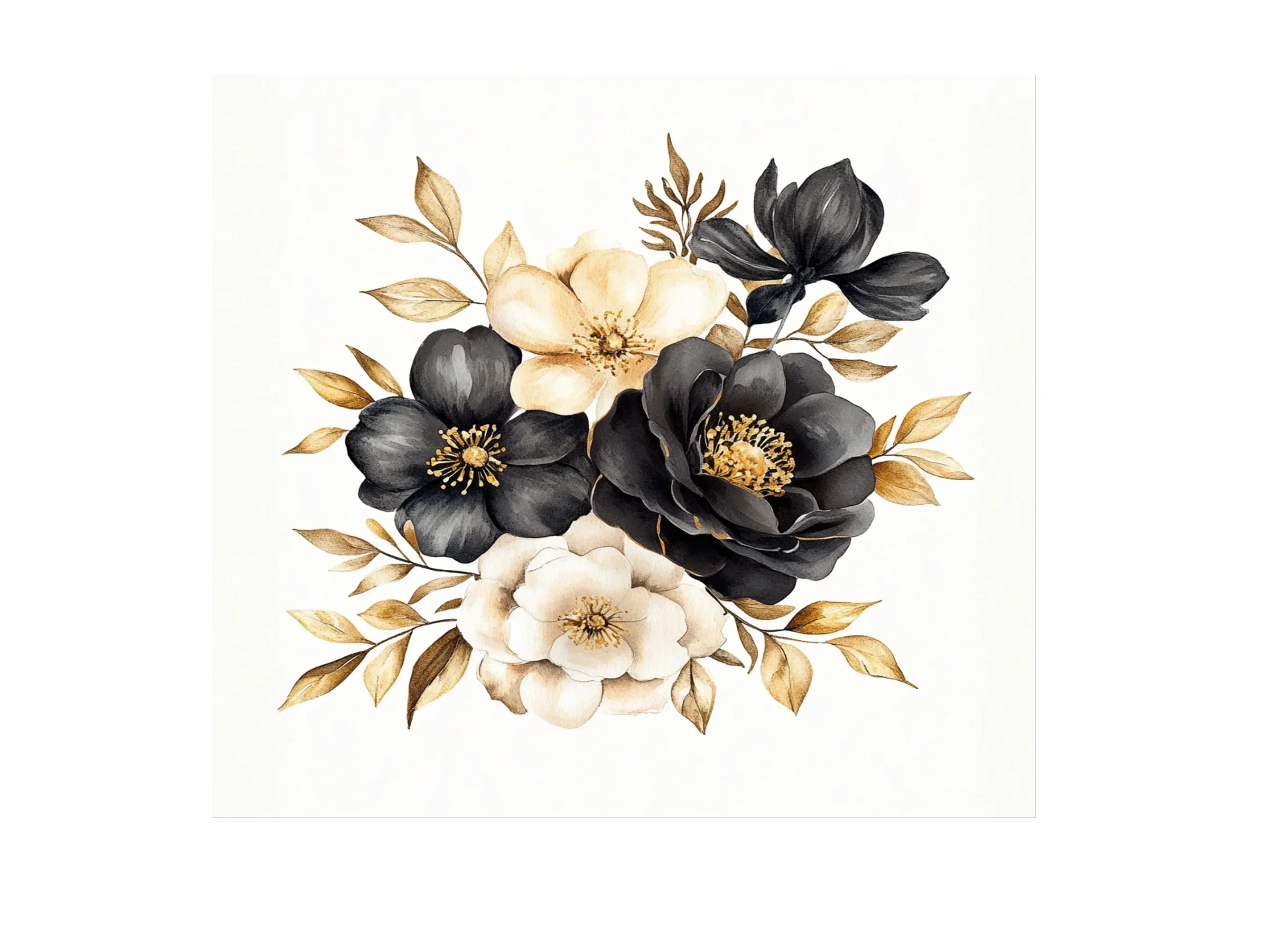 Elegant Black and Gold Floral Clipart Bundle - Image 3