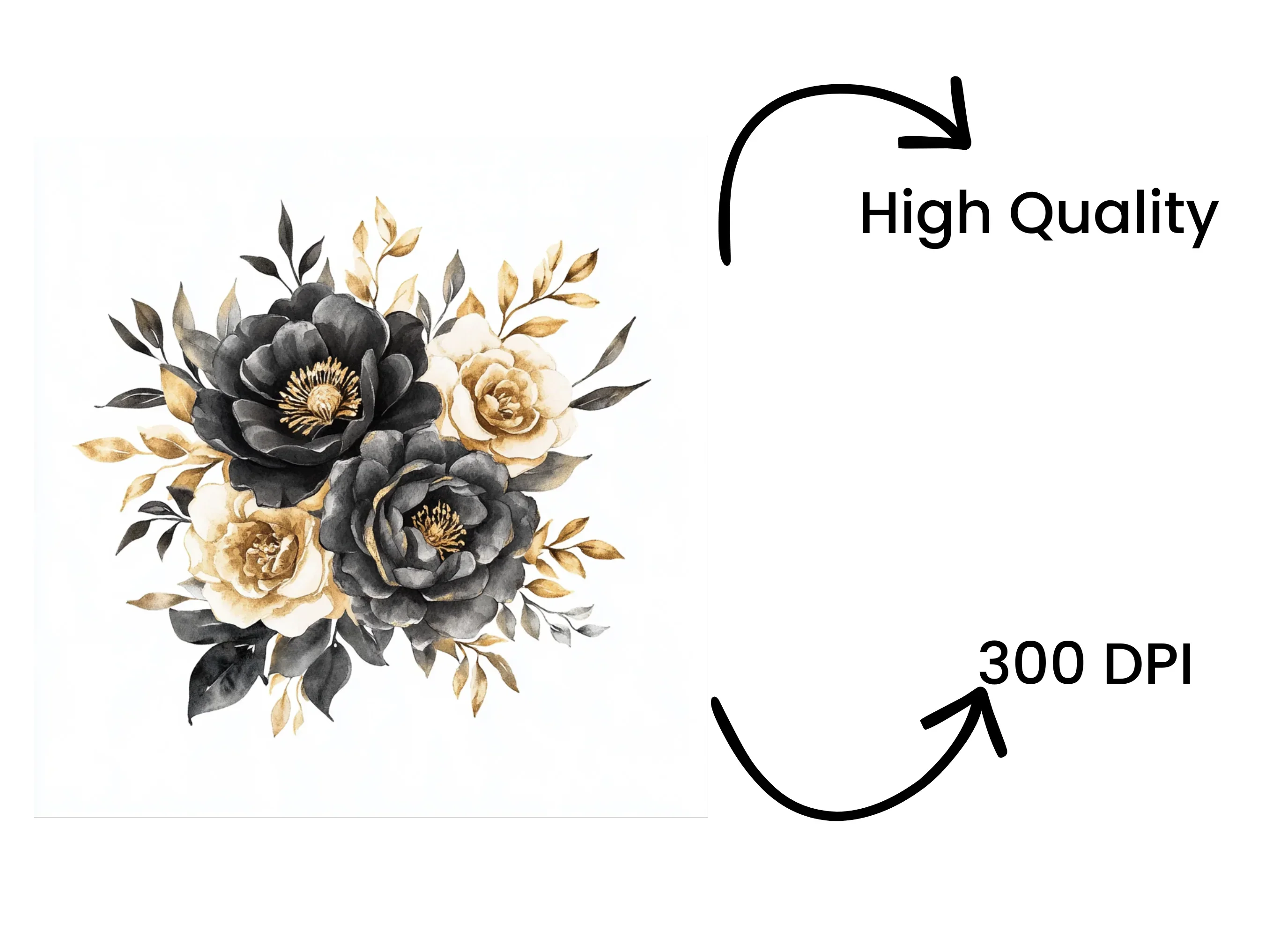 Elegant Black and Gold Floral Clipart Bundle - Image 4