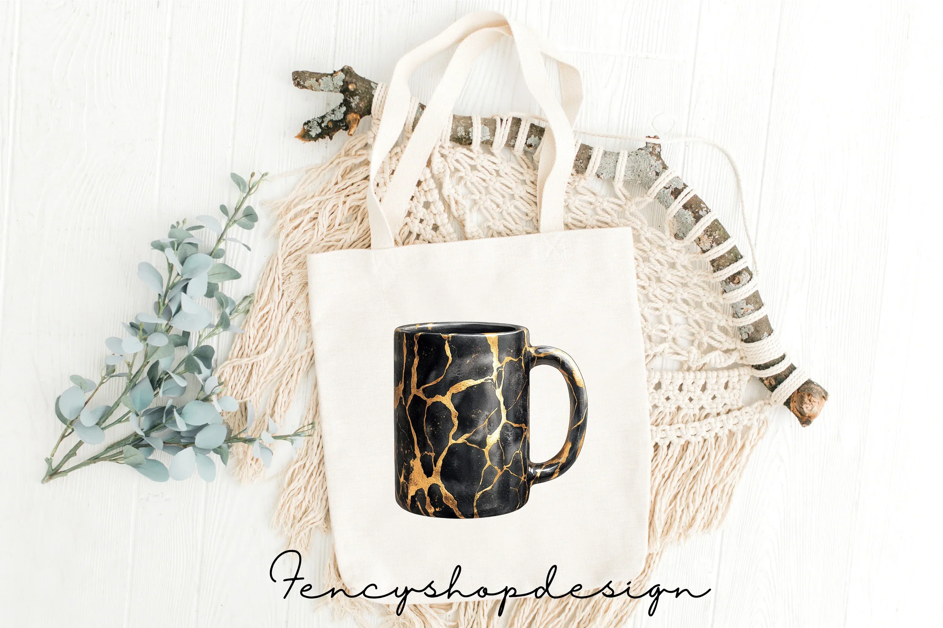 Elegant Black Gold Kintsugi Clipart Bundle - Image 8