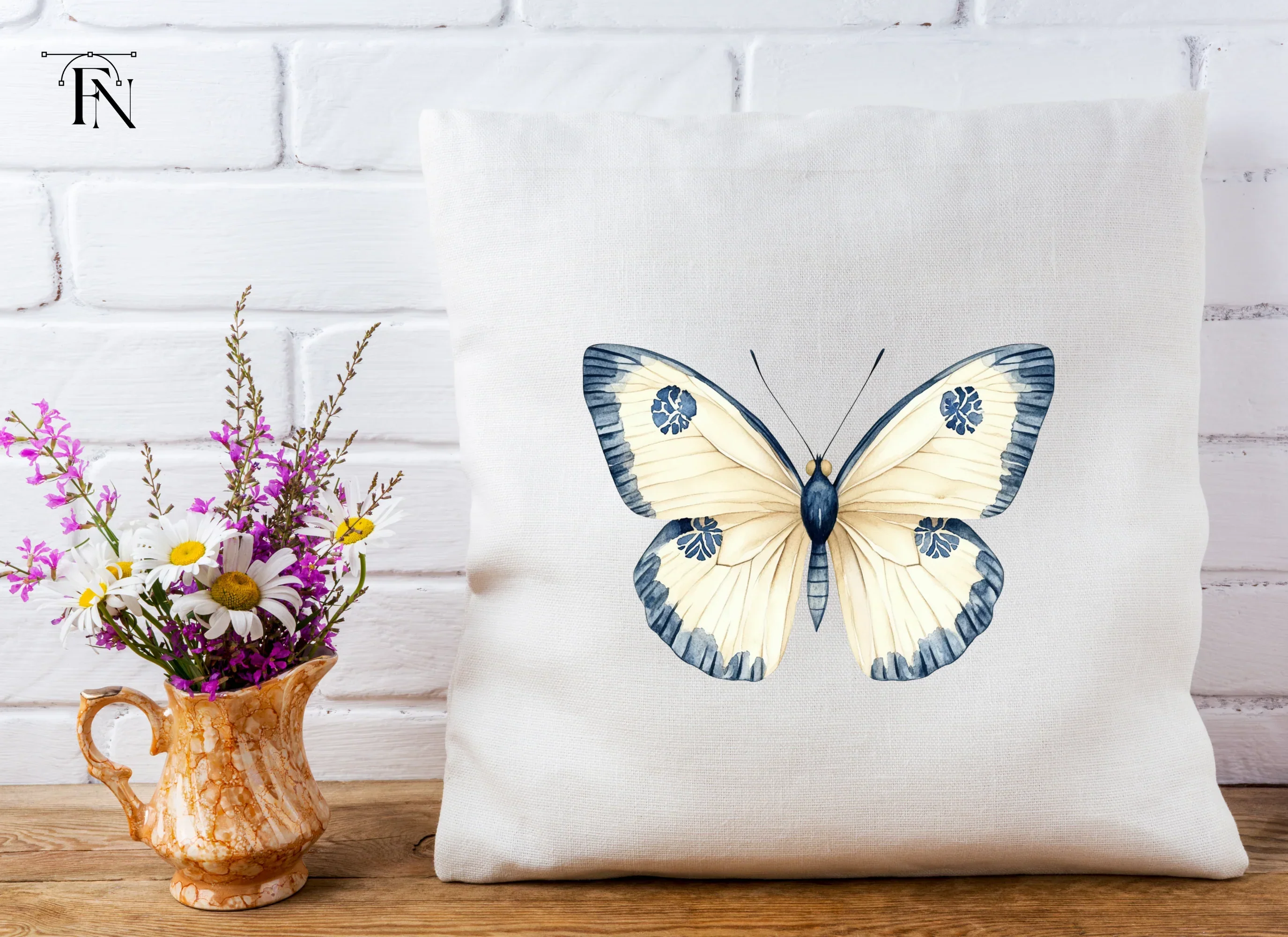 Elegant Blue and Cream Butterfly Clipart Bundle - Image 5