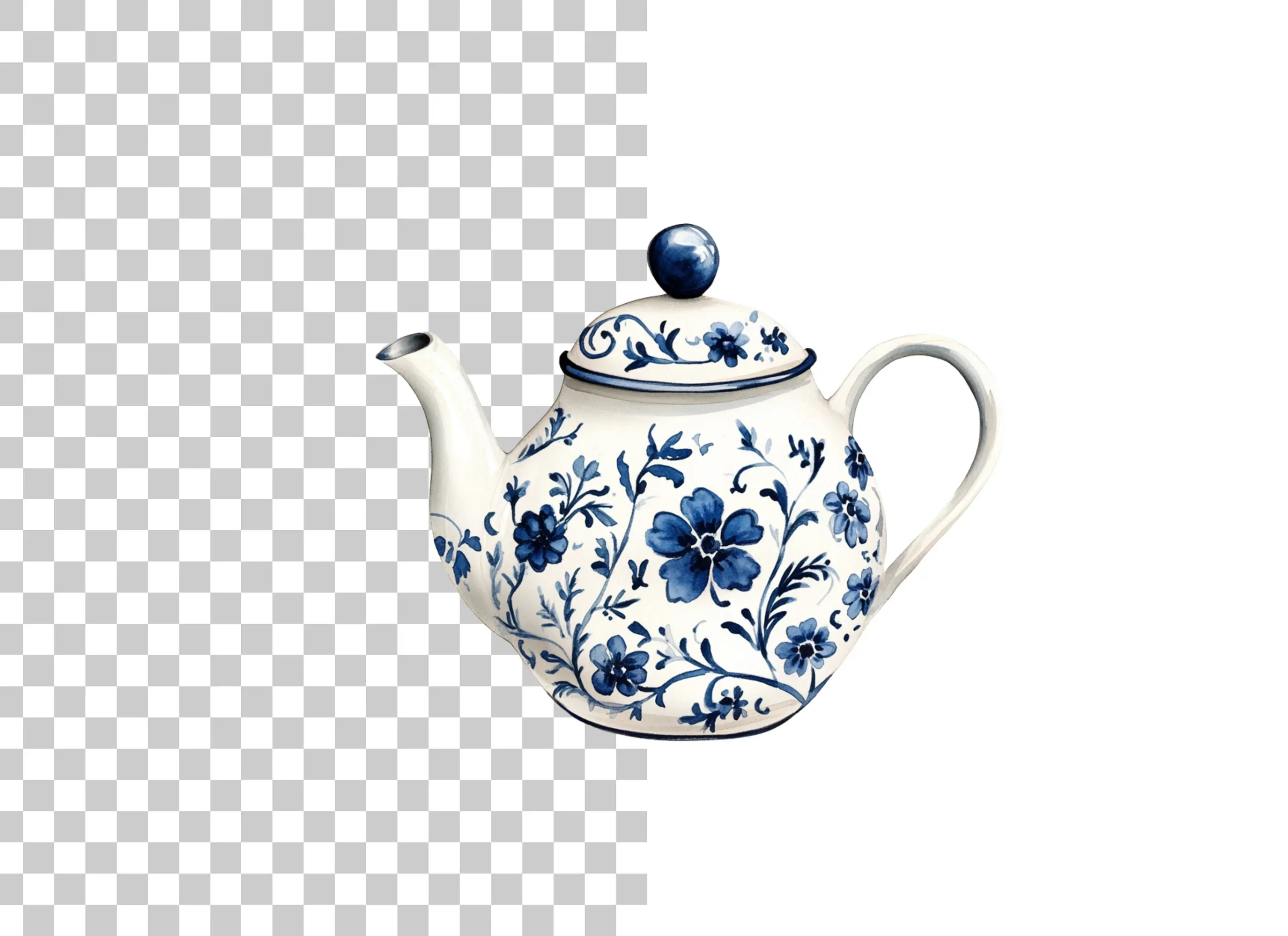 Elegant Blue and White Teapot Clipart Bundle - Image 2