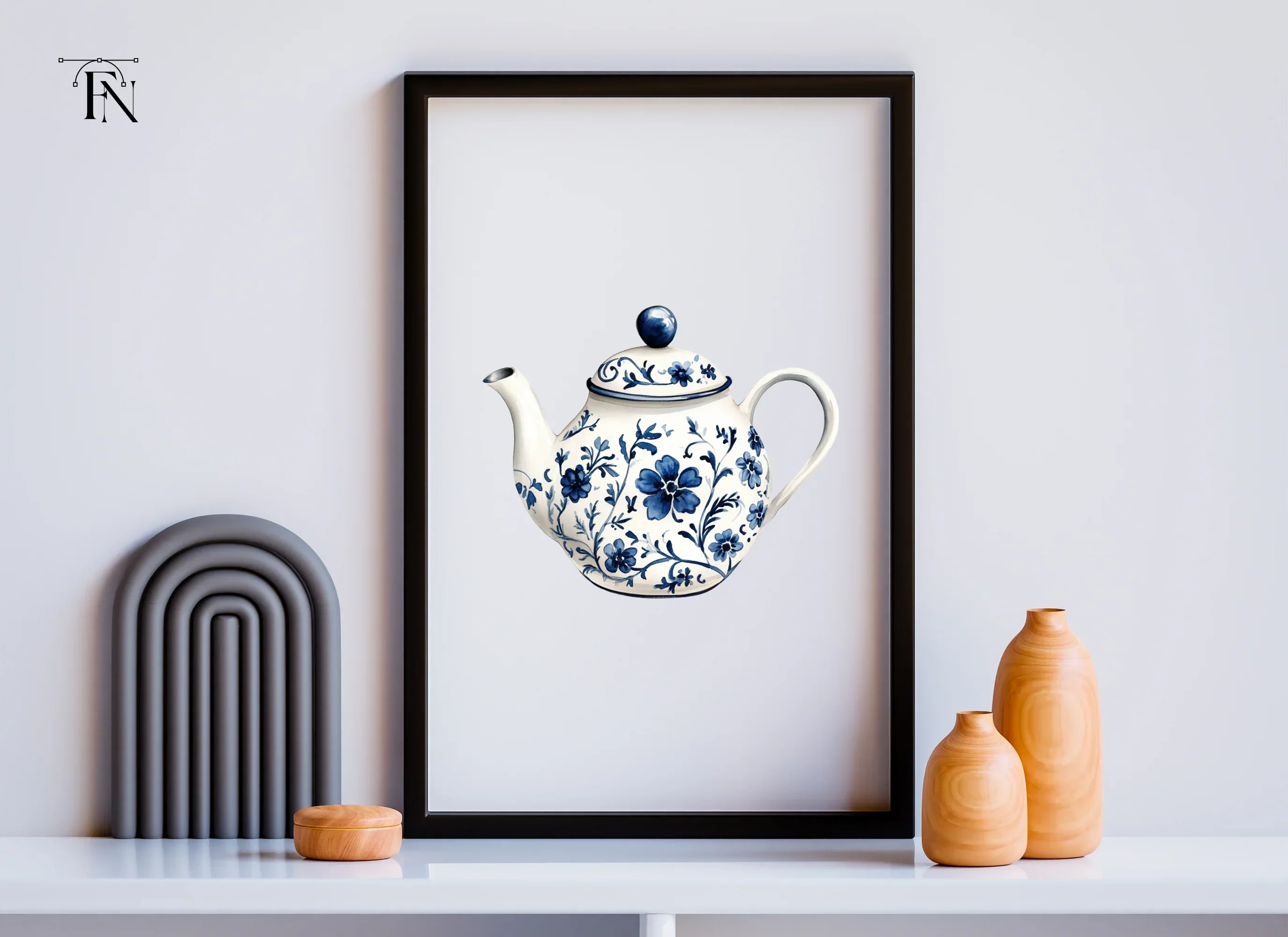 Elegant Blue and White Teapot Clipart Bundle - Image 6