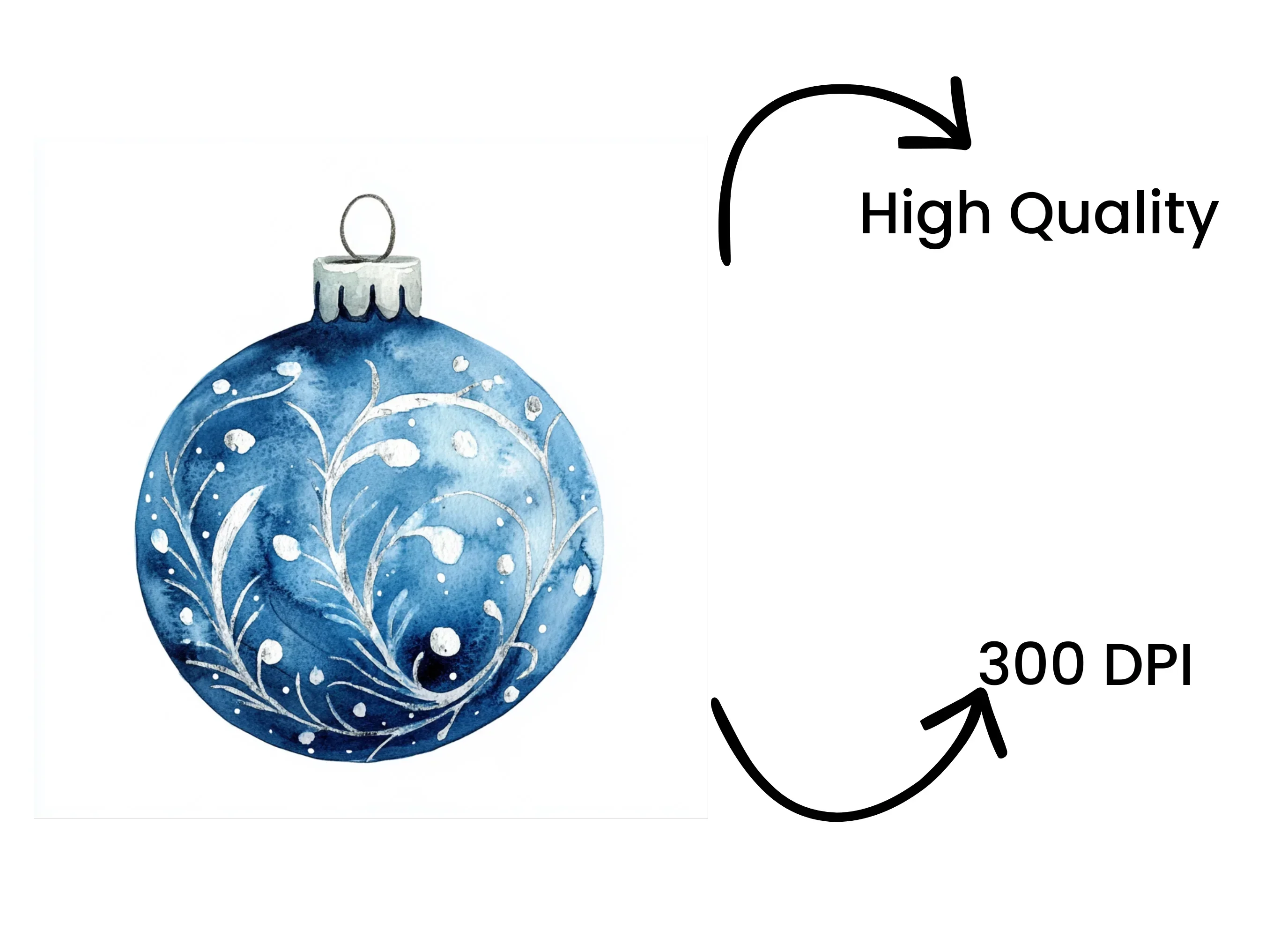 Elegant Blue Christmas Ball Ornament Clipart Bundle - Image 4