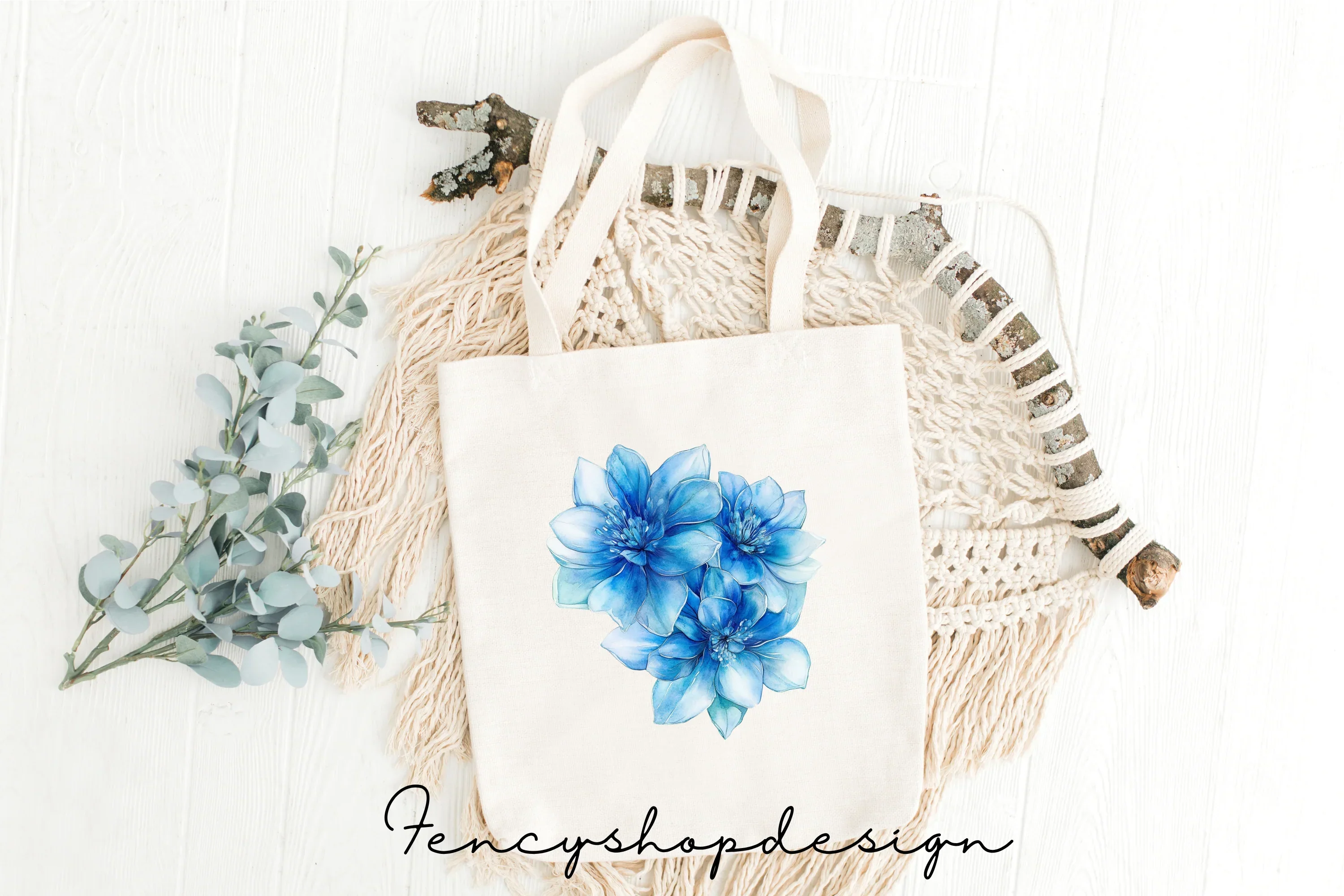 Elegant Blue Floral Clipart Bundle - Image 8