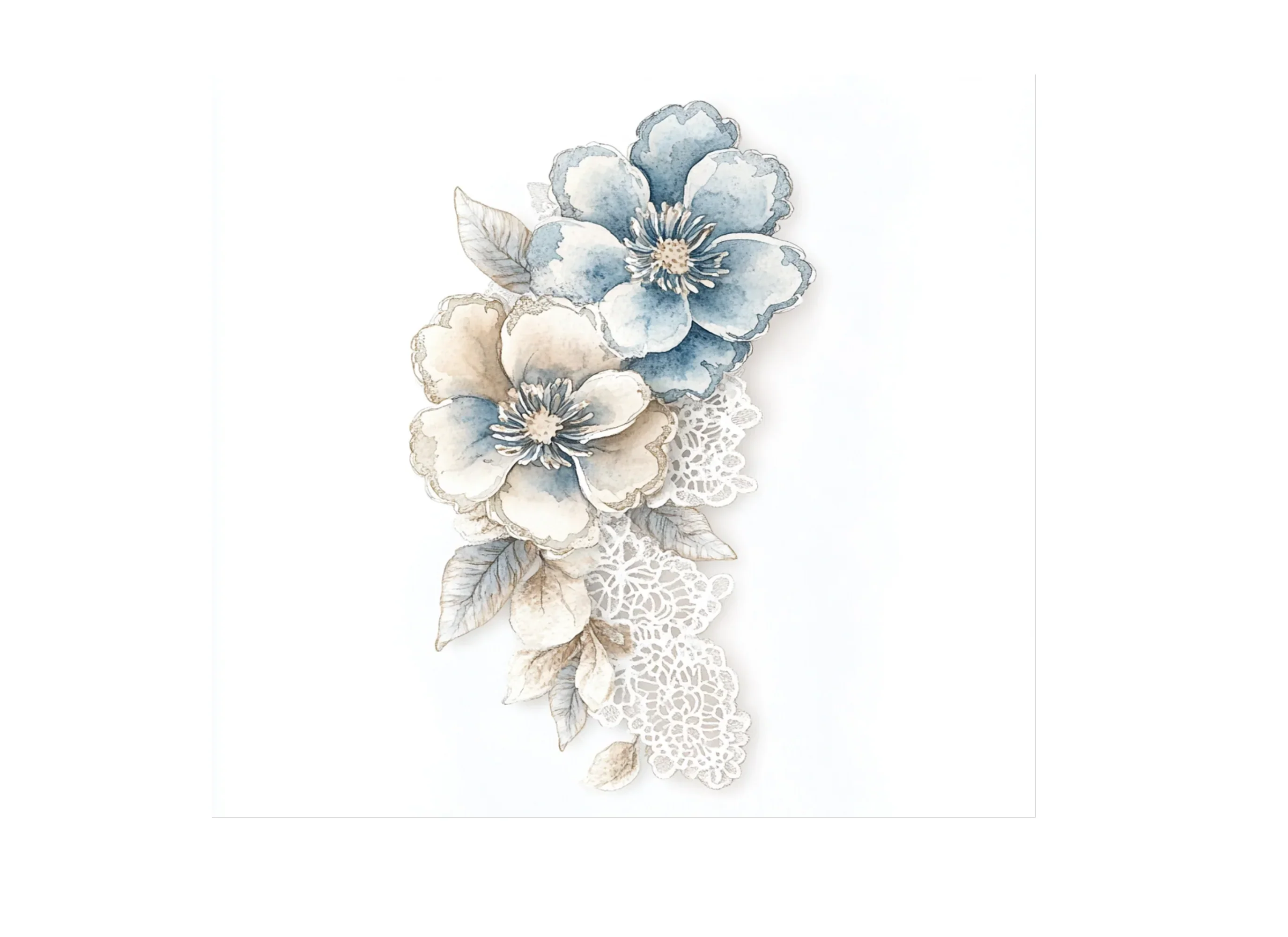 Elegant Blue Floral Lace Clipart Bundle - Image 2