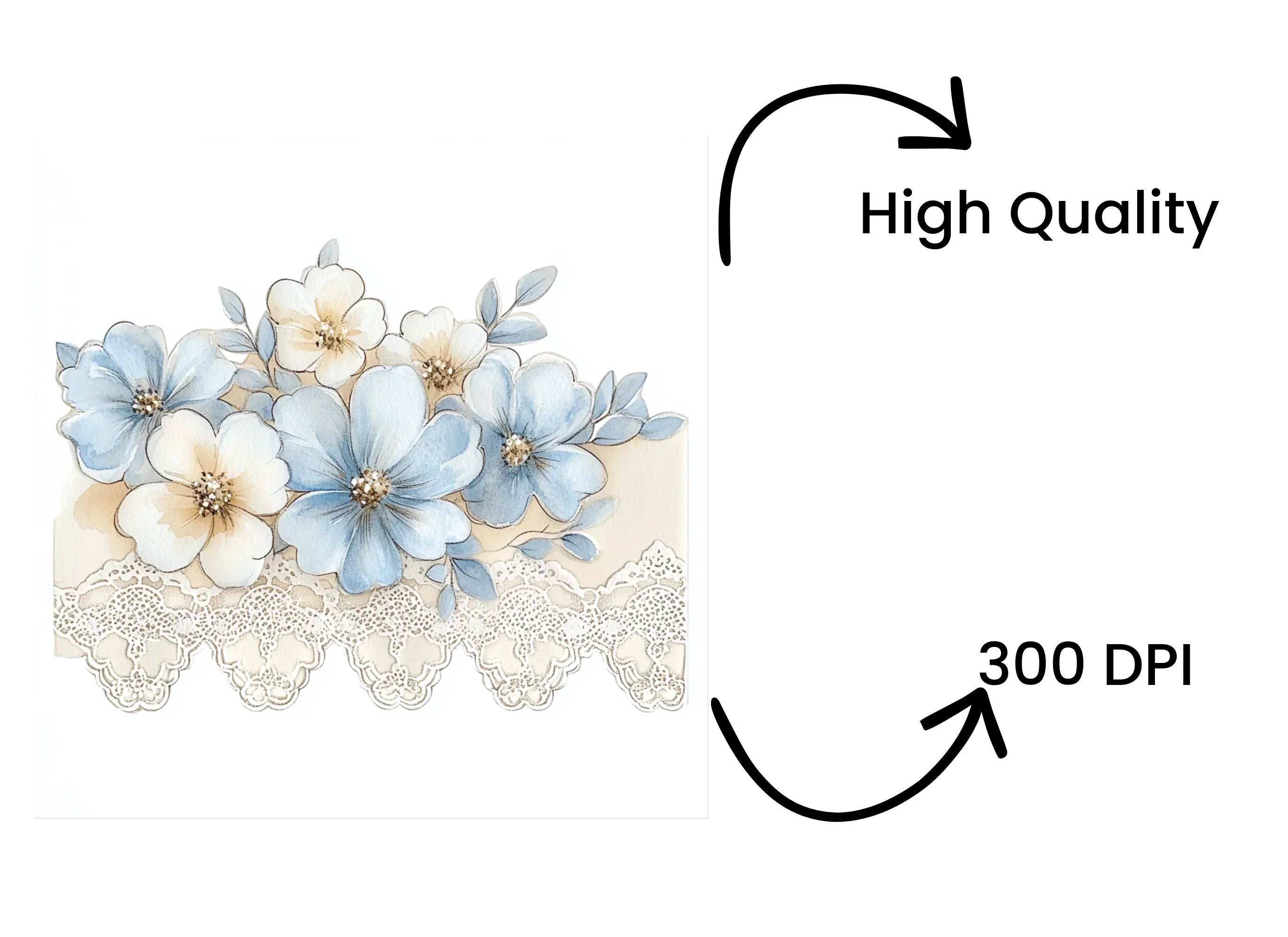 Elegant Blue Floral Lace Clipart Bundle - Image 4