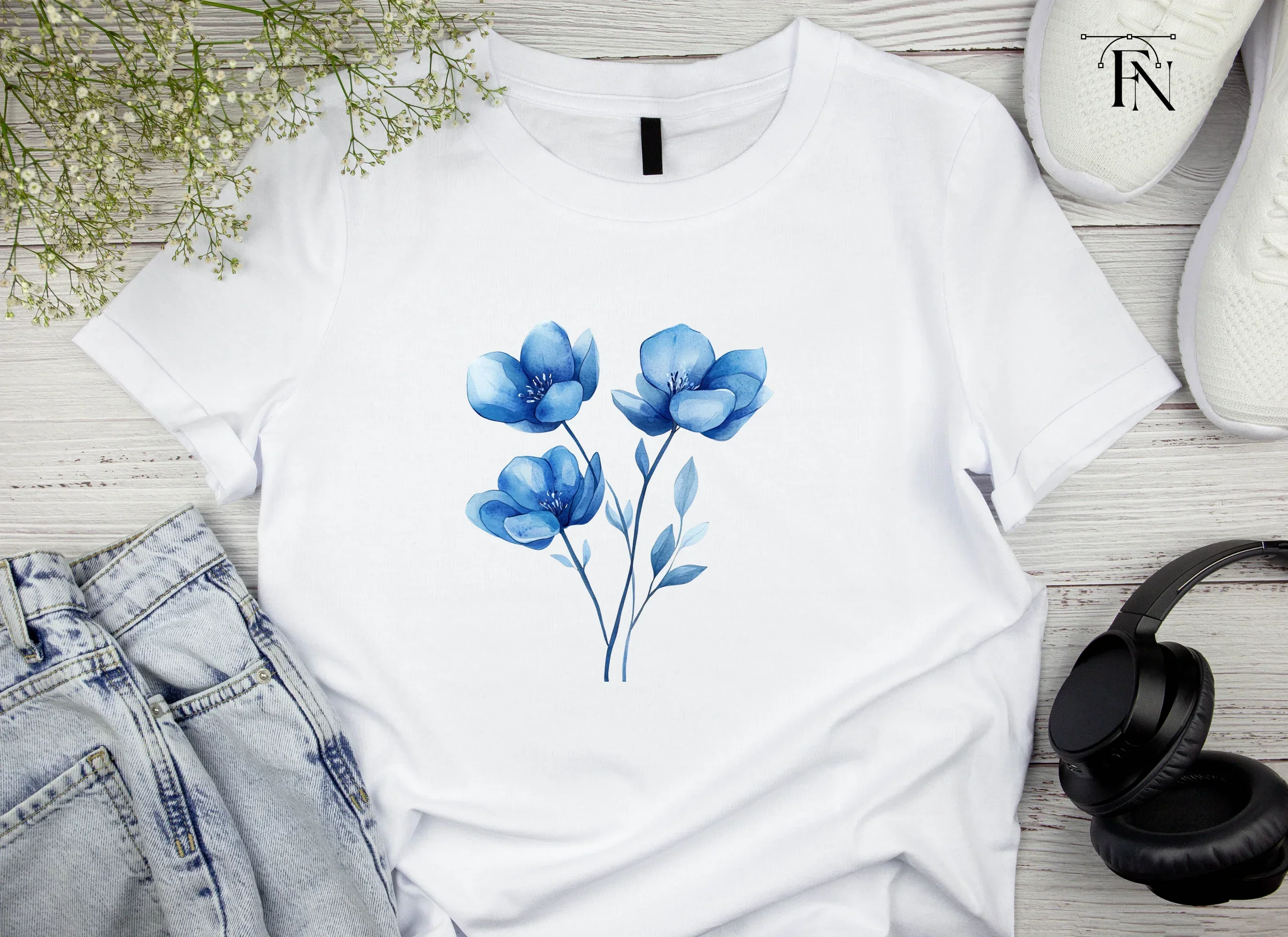 Elegant Blue Flowers Clipart Bundle - Image 2