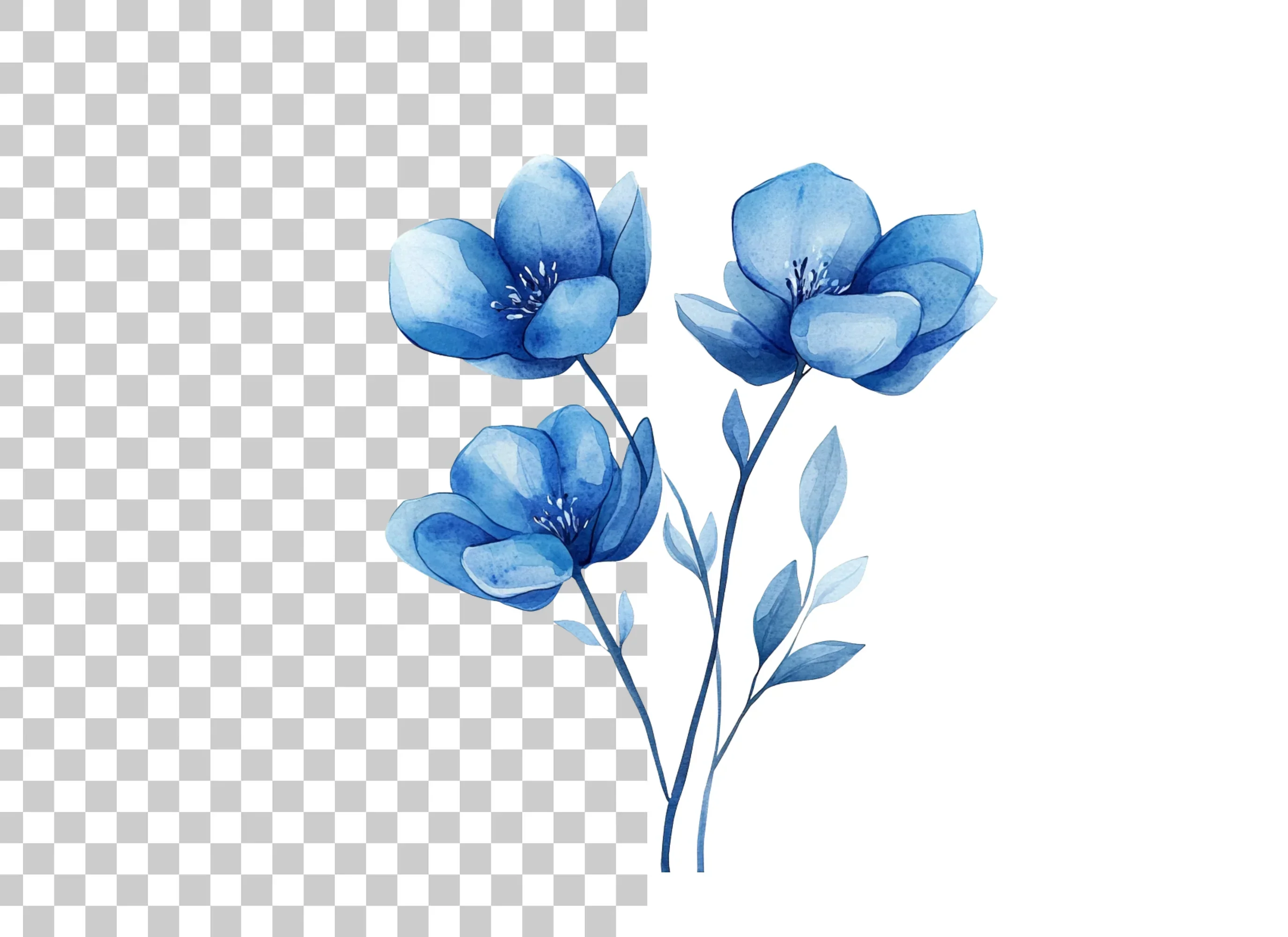 Elegant Blue Flowers Clipart Bundle - Image 6
