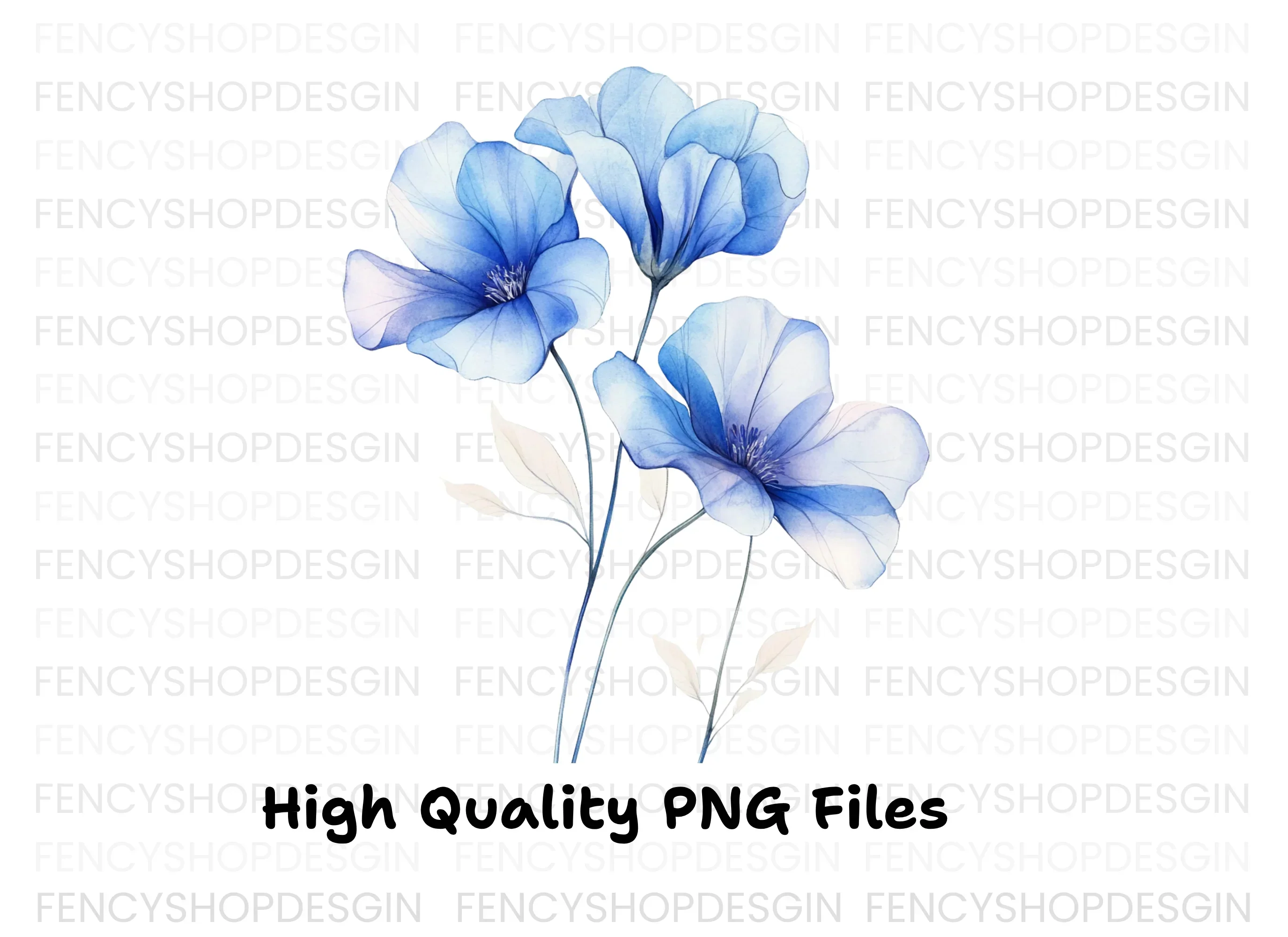 Elegant Blue Flowers Clipart Bundle - Image 3