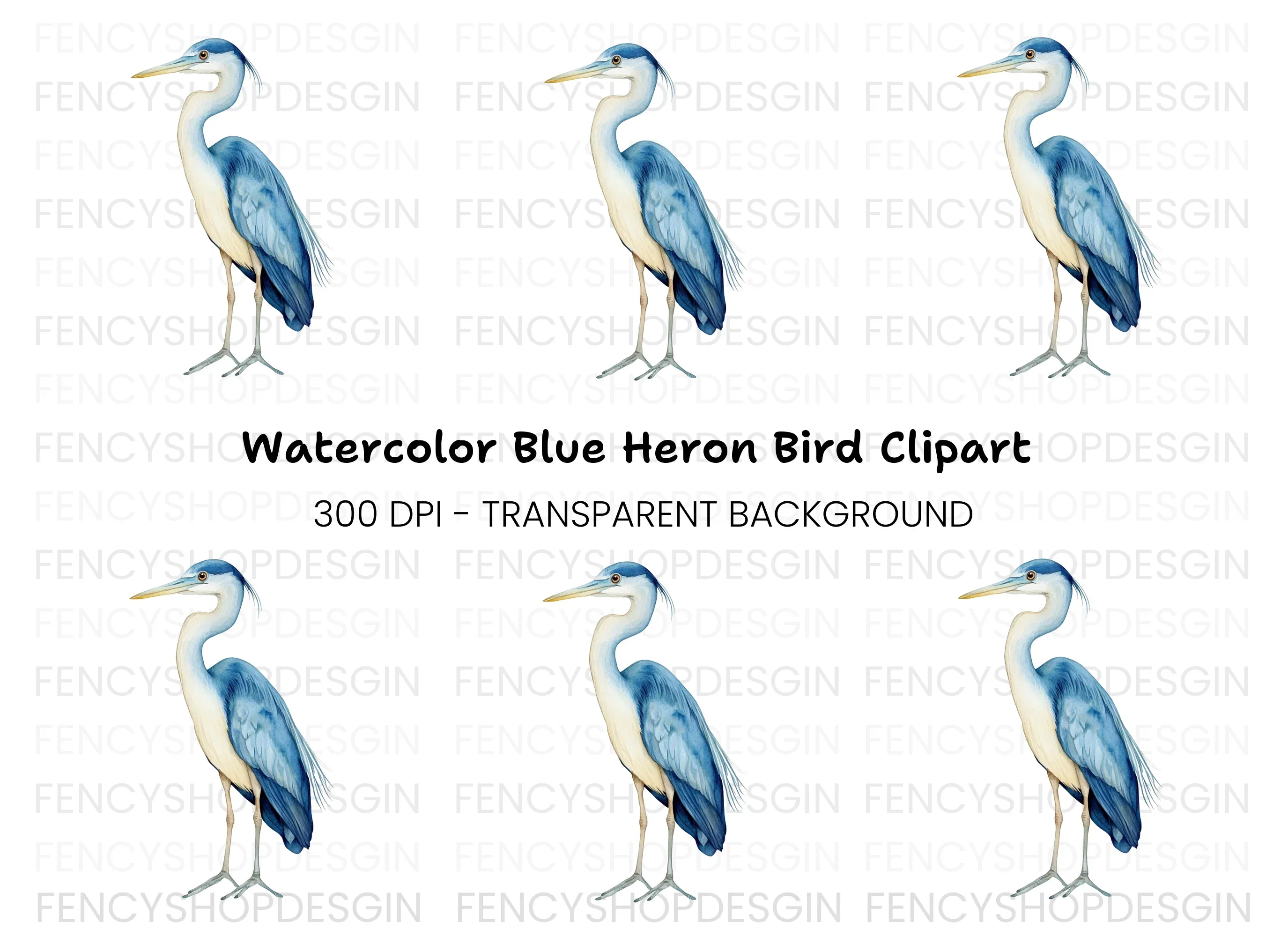 Elegant Blue Heron Clipart Bundle - Image 2