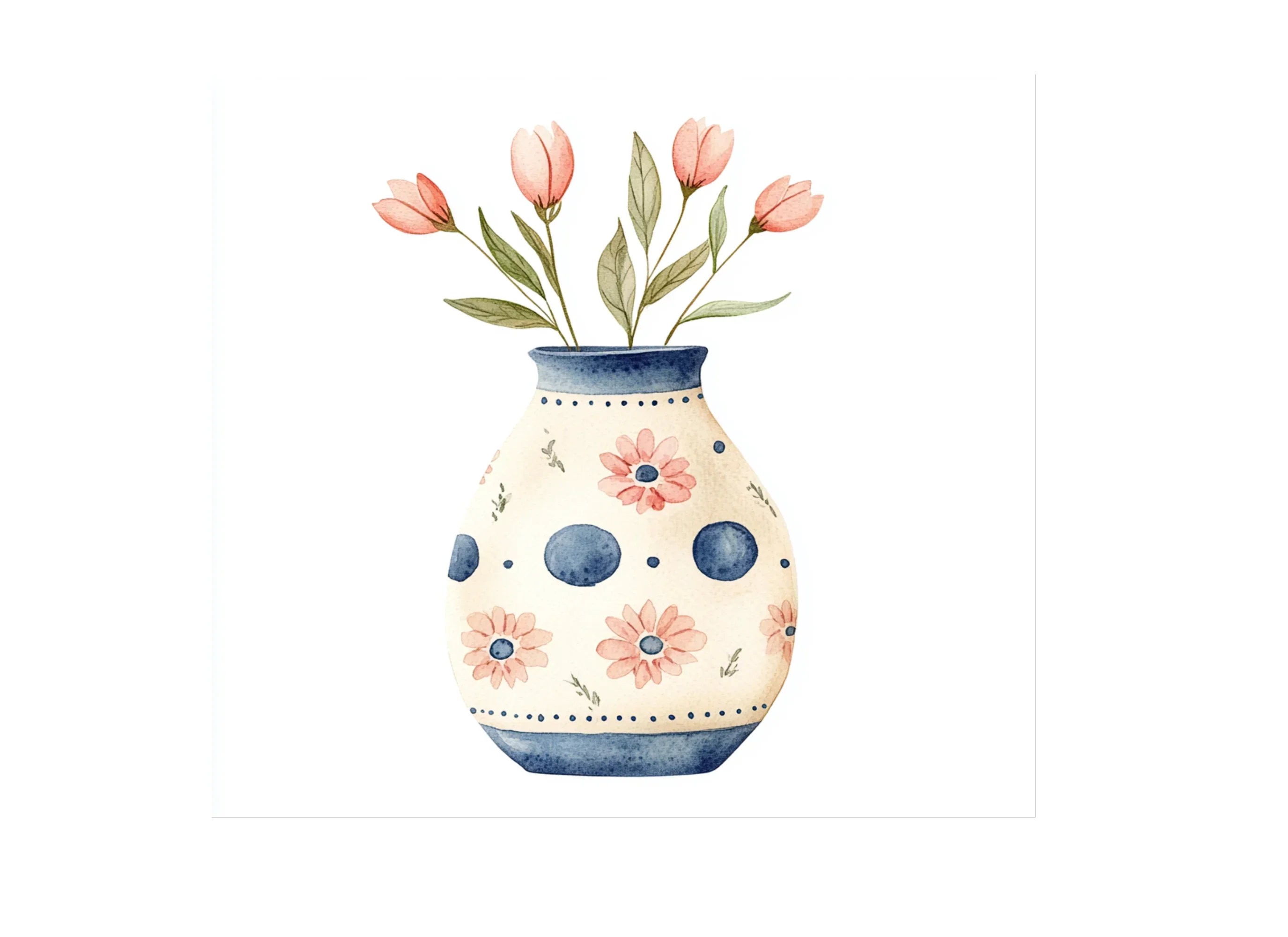 Elegant Blue Pink Floral Vase Clipart Bundle - Image 3