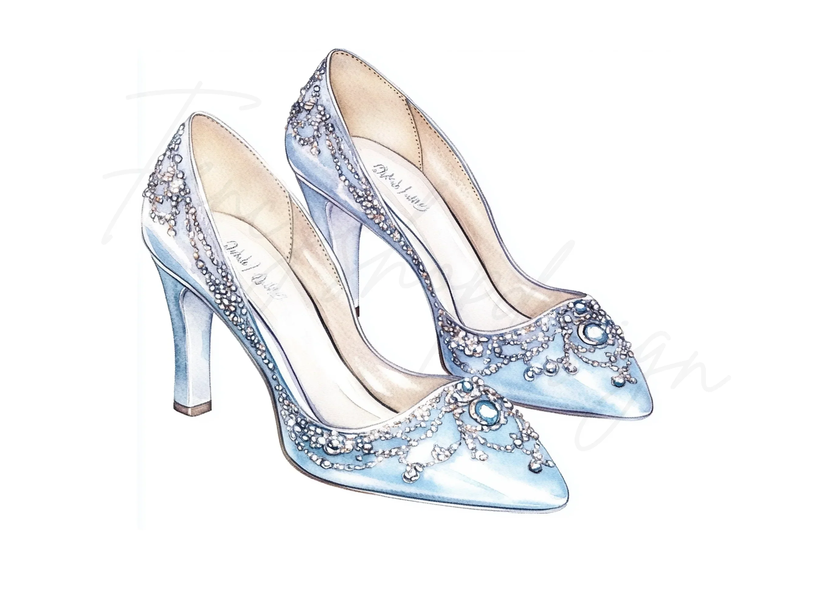 Elegant Blue Rhinestone Wedding Shoes Clipart Bundle - Image 3