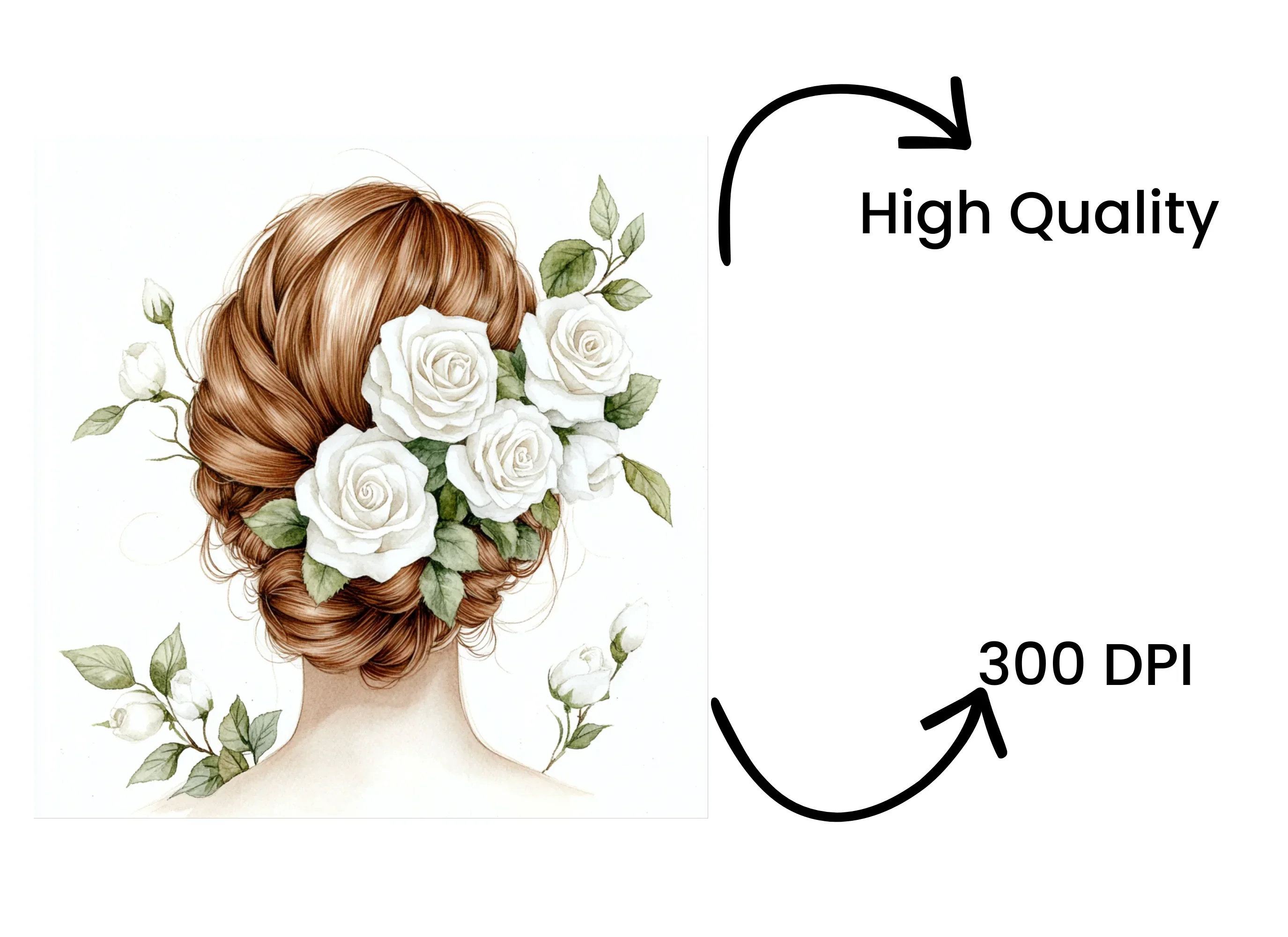 Elegant Bridal Hair Clipart Bundle - Image 4