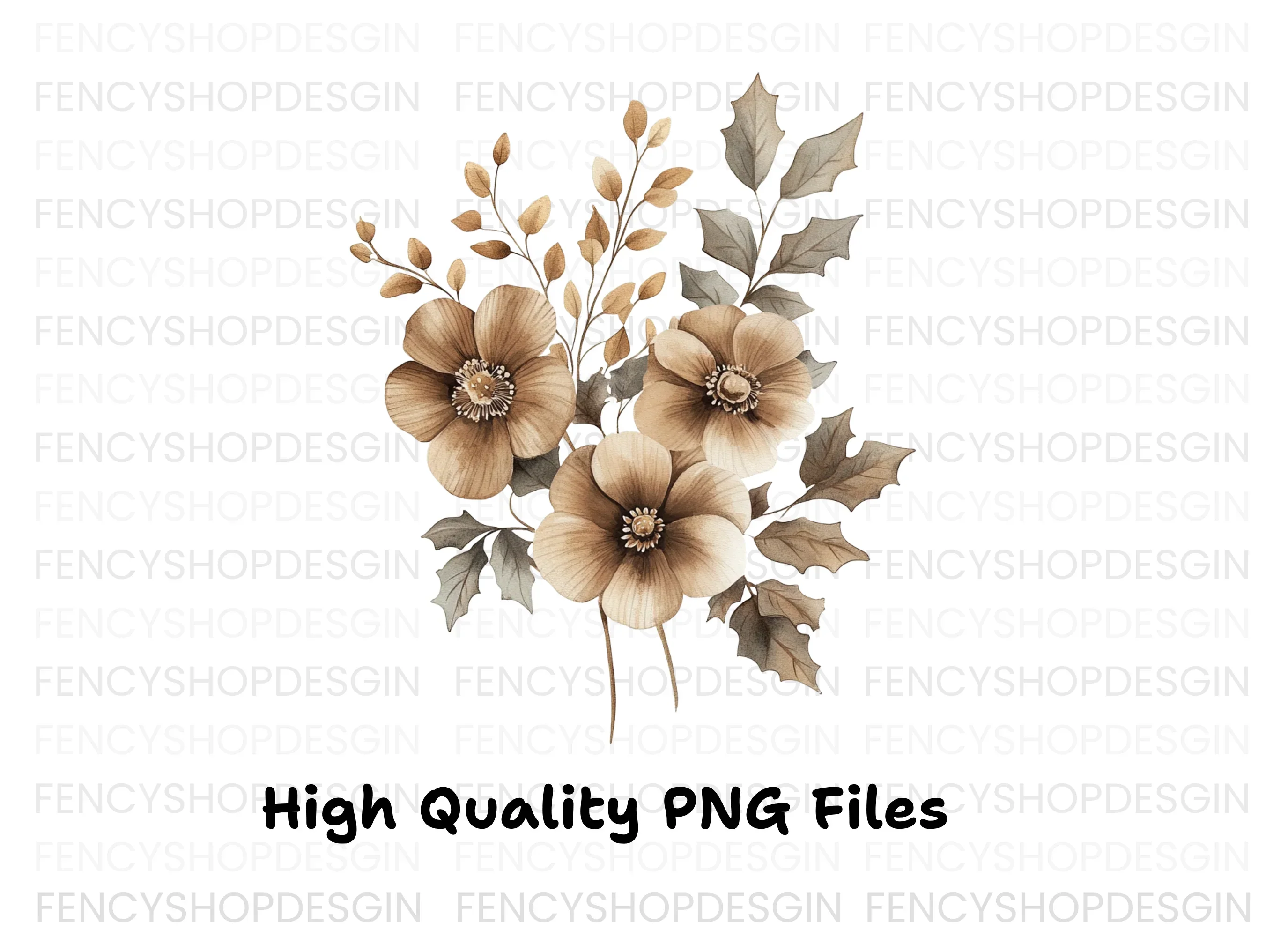 Elegant Brown Floral Arrangement Clipart Bundle - Image 5