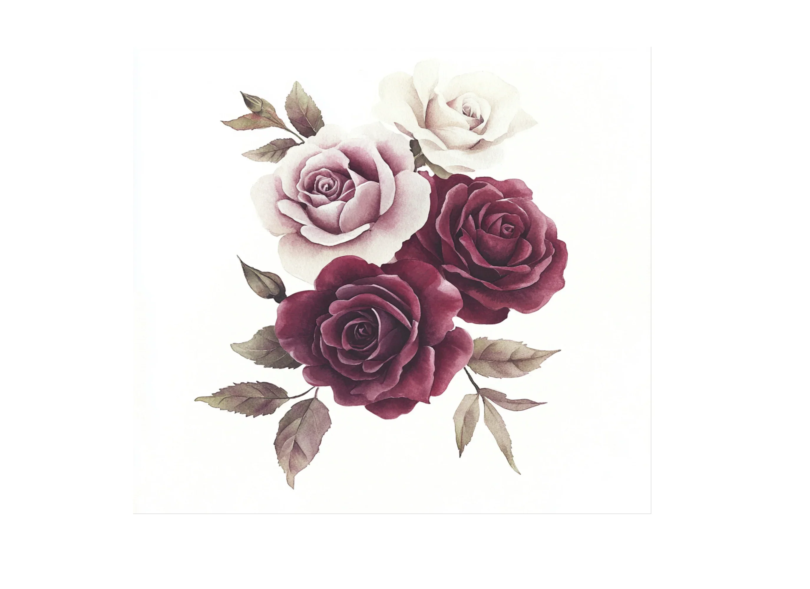 Elegant Burgundy Cream Rose Clipart Bundle - Image 2