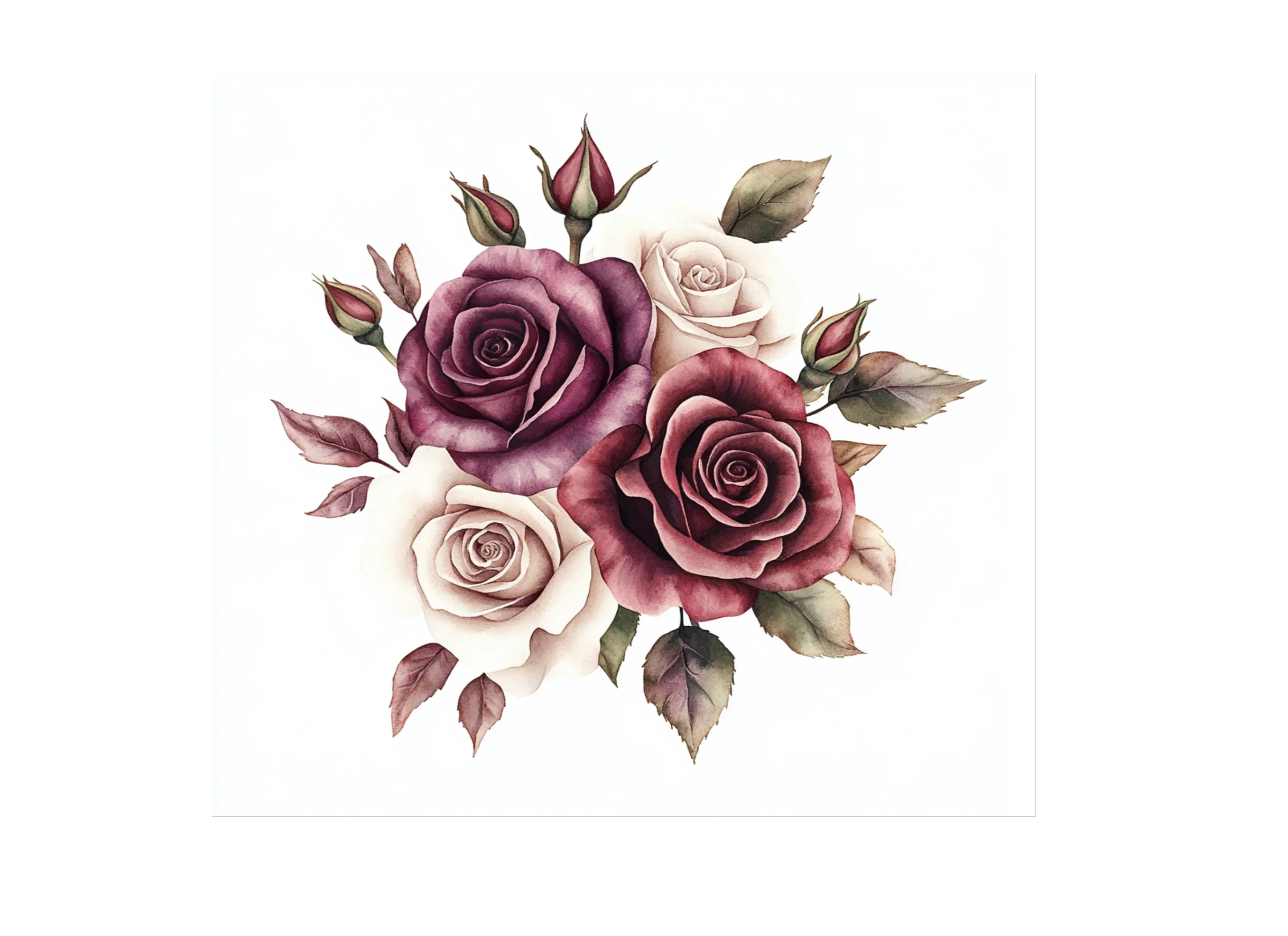 Elegant Burgundy Cream Rose Clipart Bundle - Image 3