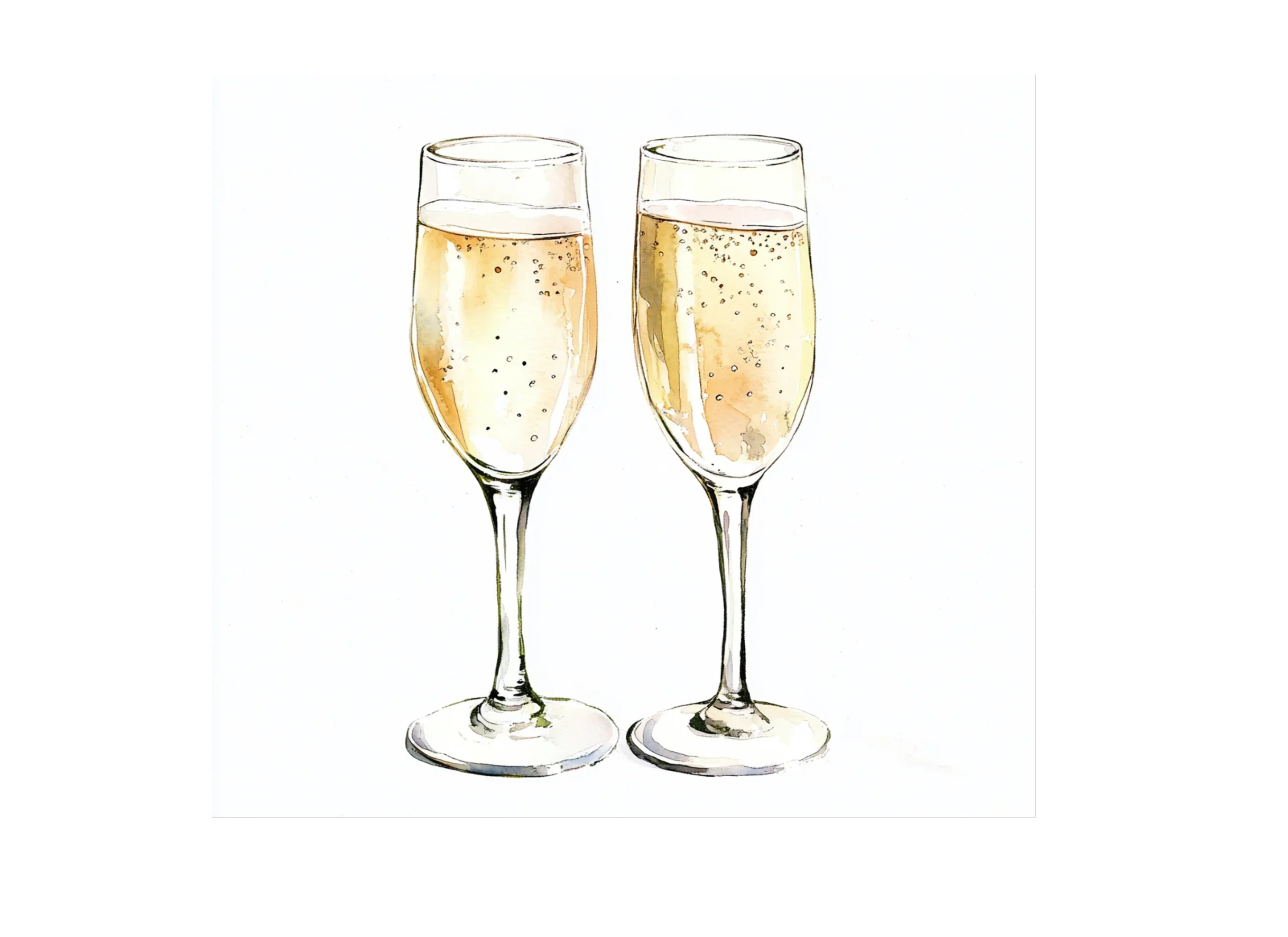 Elegant Champagne Flutes Clipart Bundle - Image 2