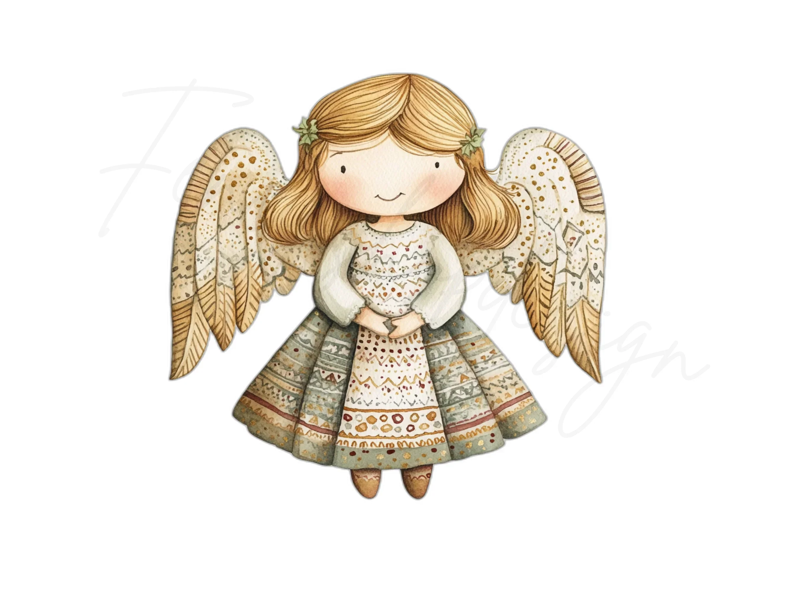 Elegant Christmas Angels Clipart Bundle - Image 2