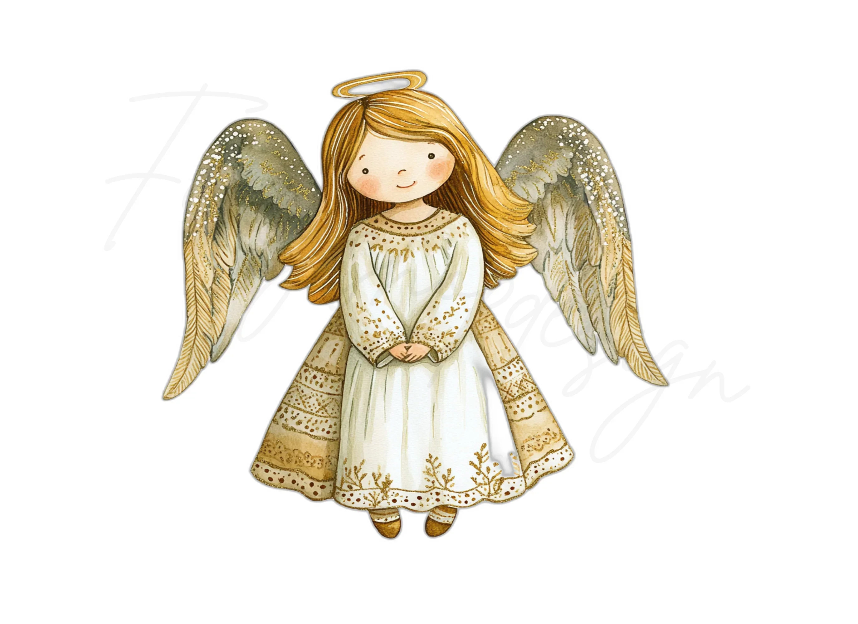 Elegant Christmas Angels Clipart Bundle - Image 3