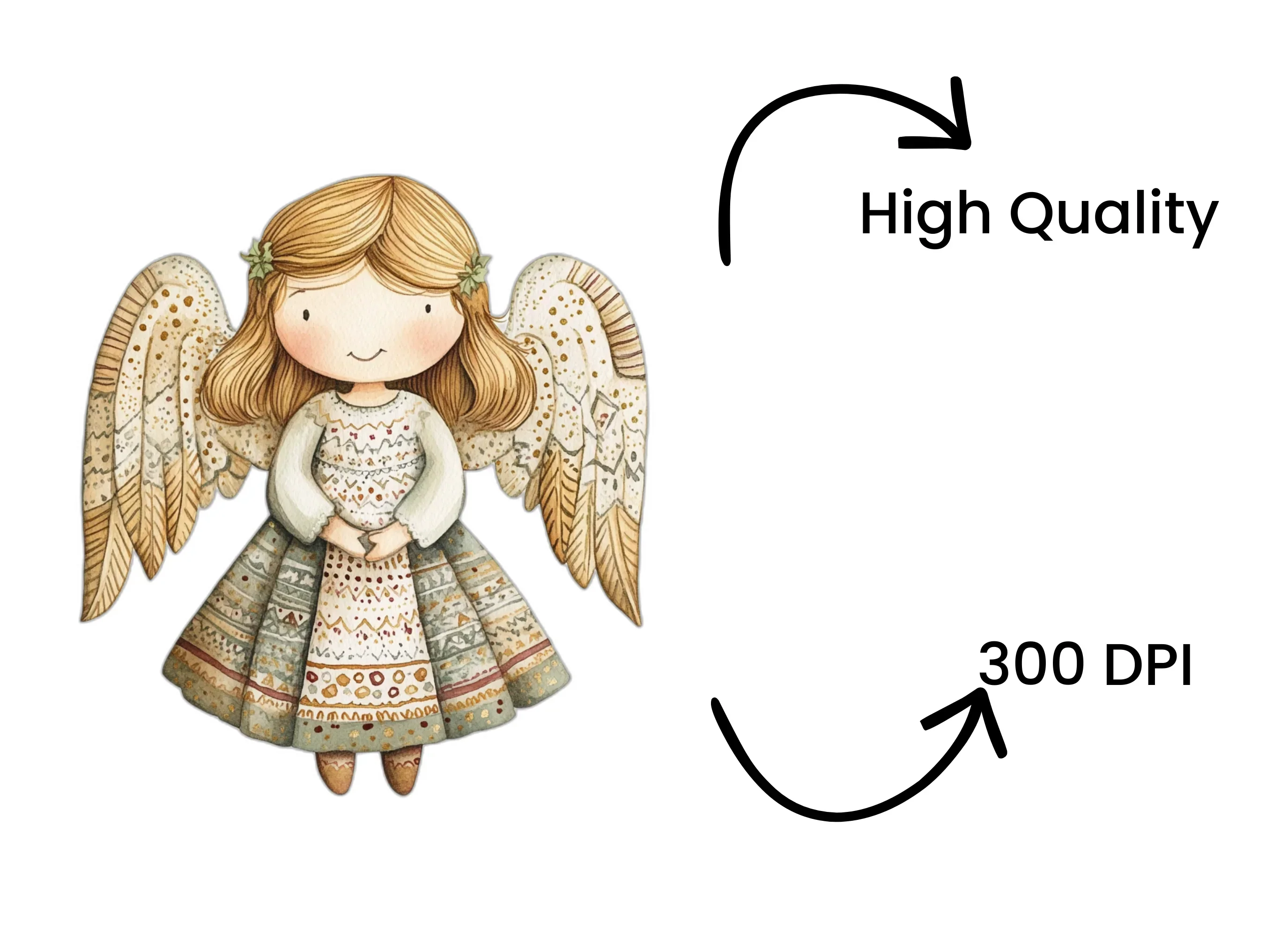 Elegant Christmas Angels Clipart Bundle - Image 4