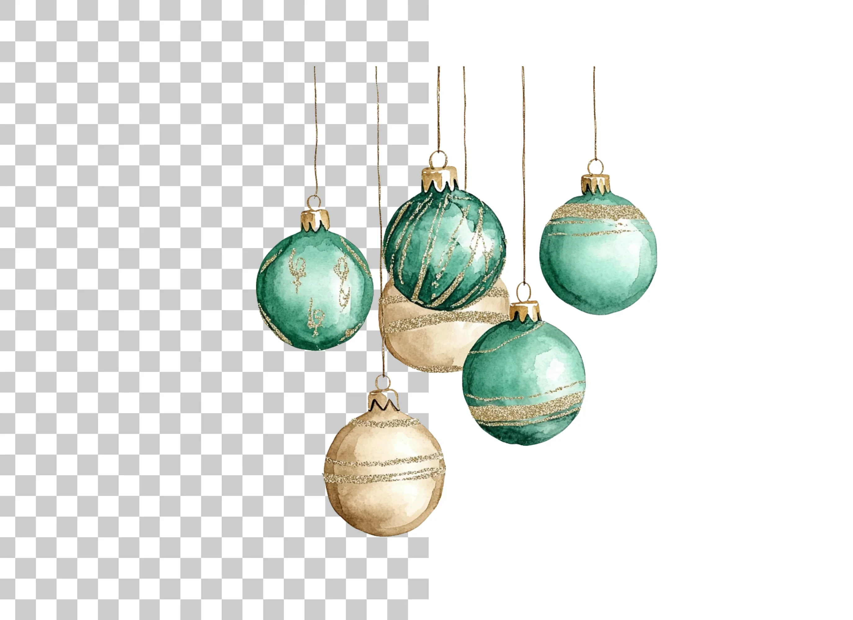 Elegant Christmas Ornaments Clipart Bundle - Image 2