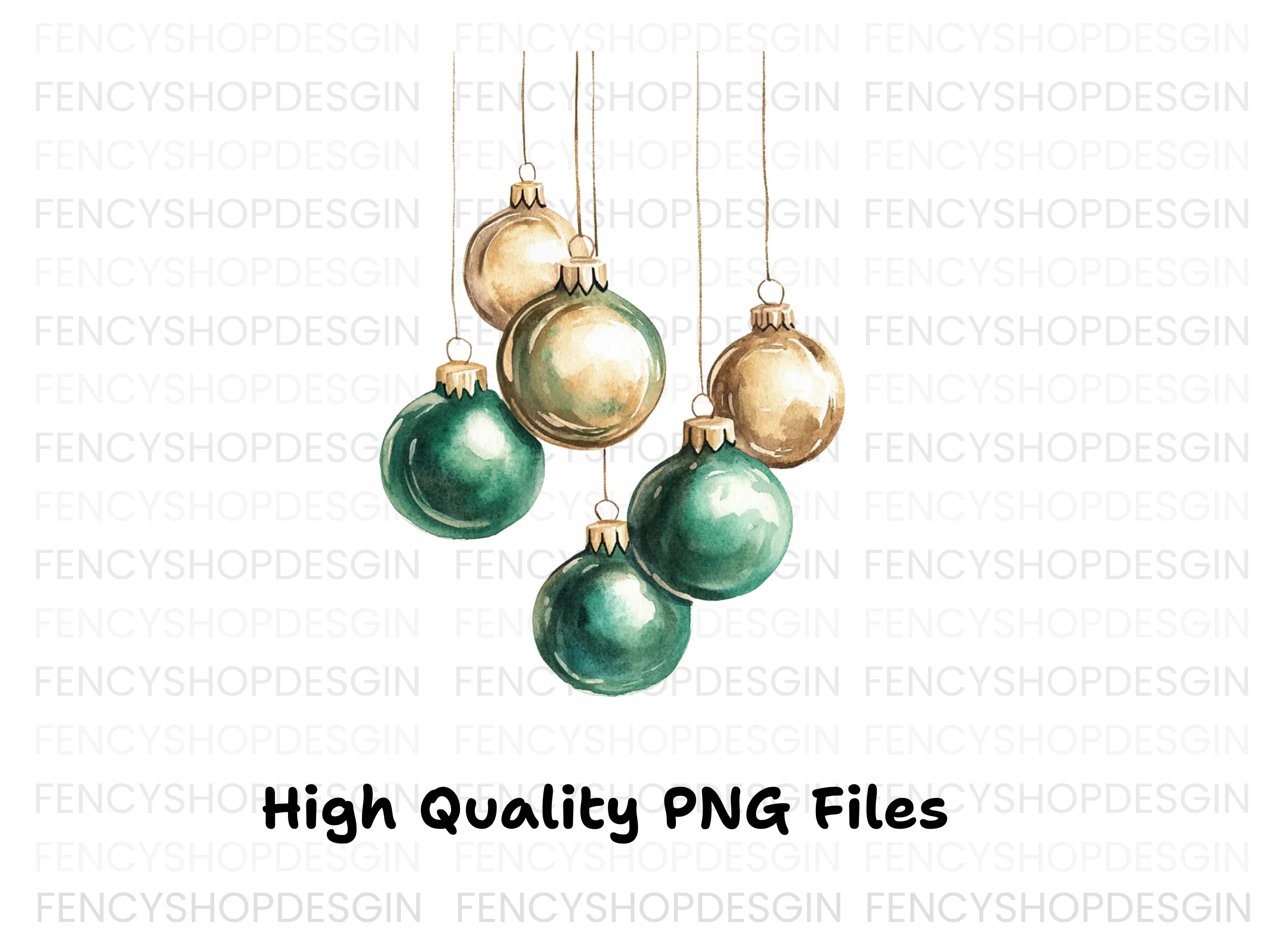 Elegant Christmas Ornaments Clipart Bundle - Image 3