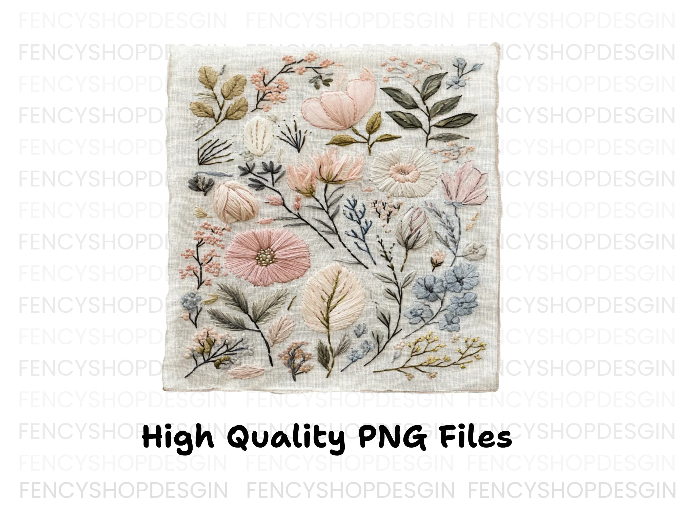 Elegant Embroidered Floral Clipart Bundle - Image 2