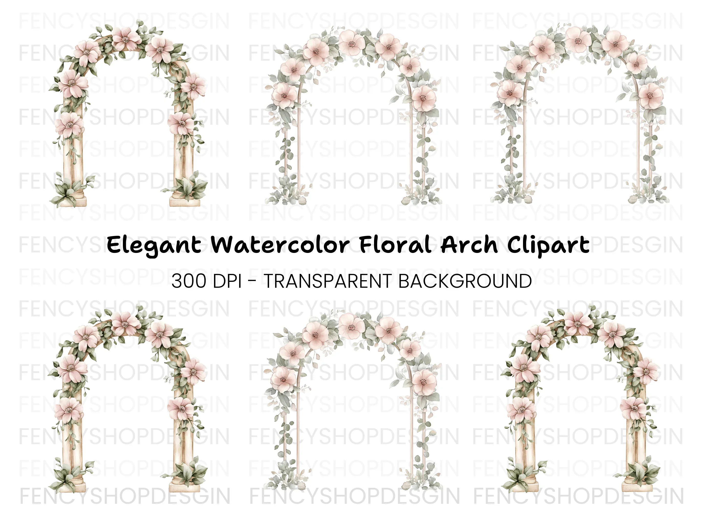 Elegant Floral Archway Clipart Bundle